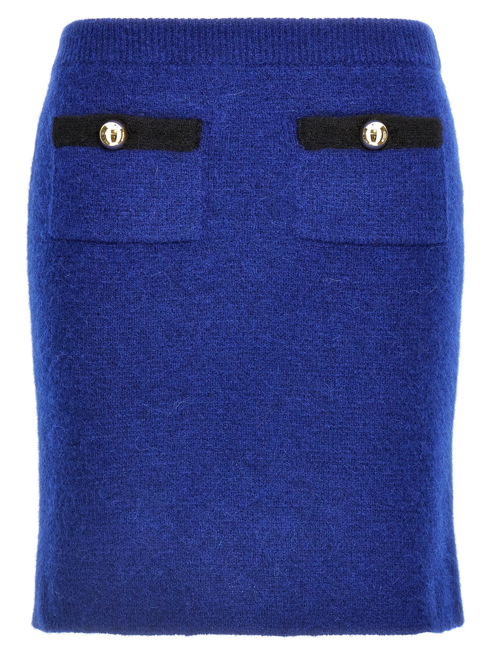 Alessandra Rich-Alpaca Mini Skirt Gonne Blu-Donna