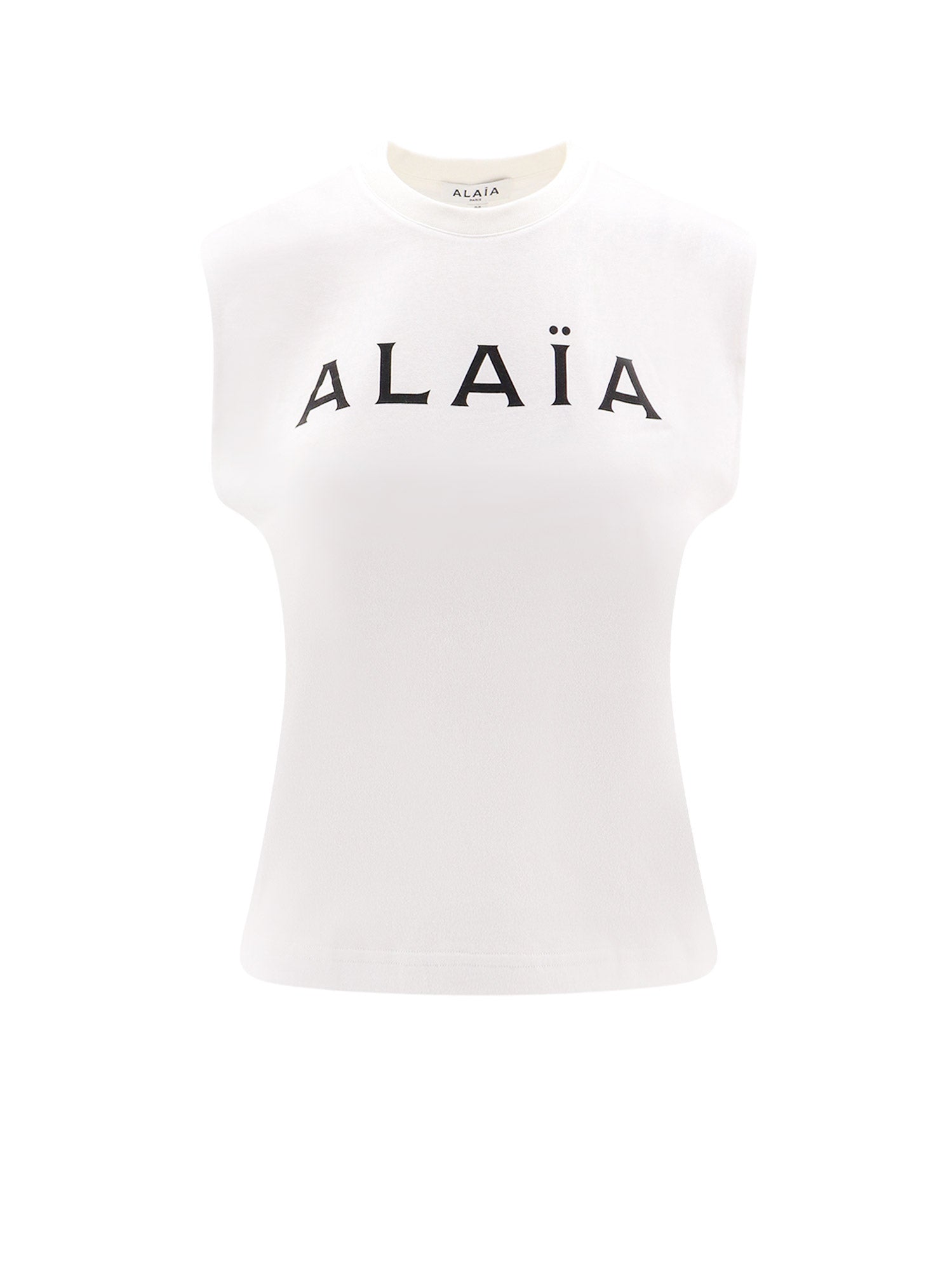 Alaïa-T-shirt in cotone con logo frontale-Donna