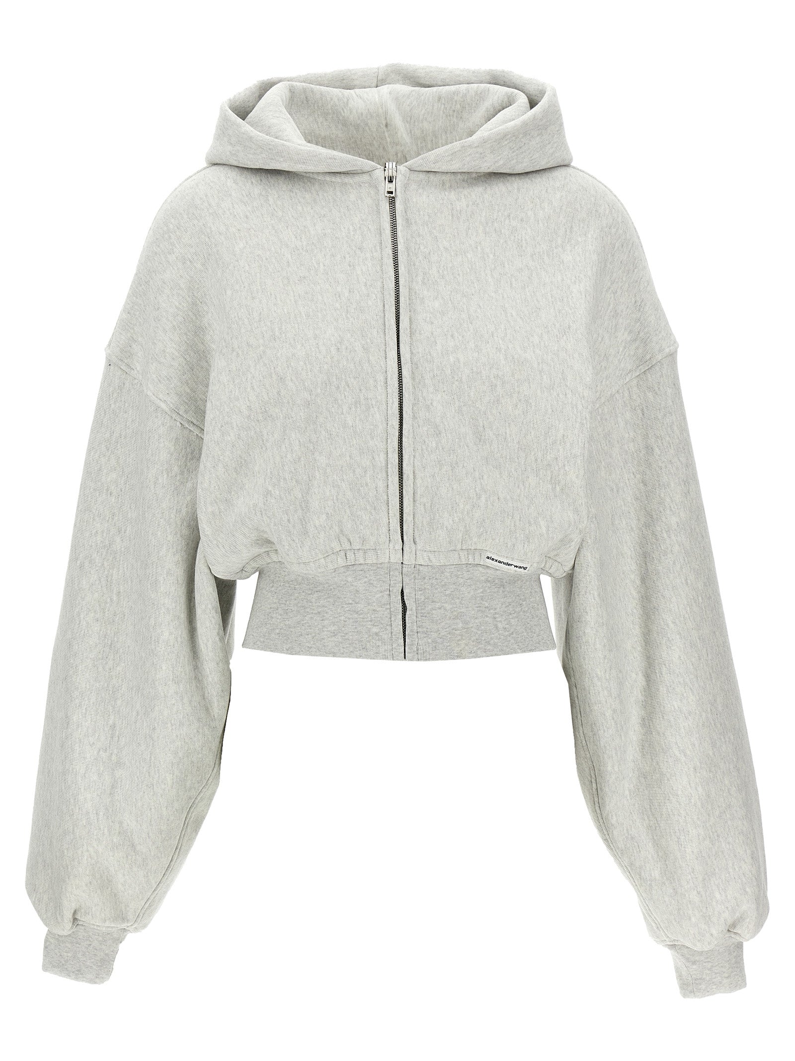 T By Alexander Wang-Cropped Hoodie Felpe Grigio-Donna