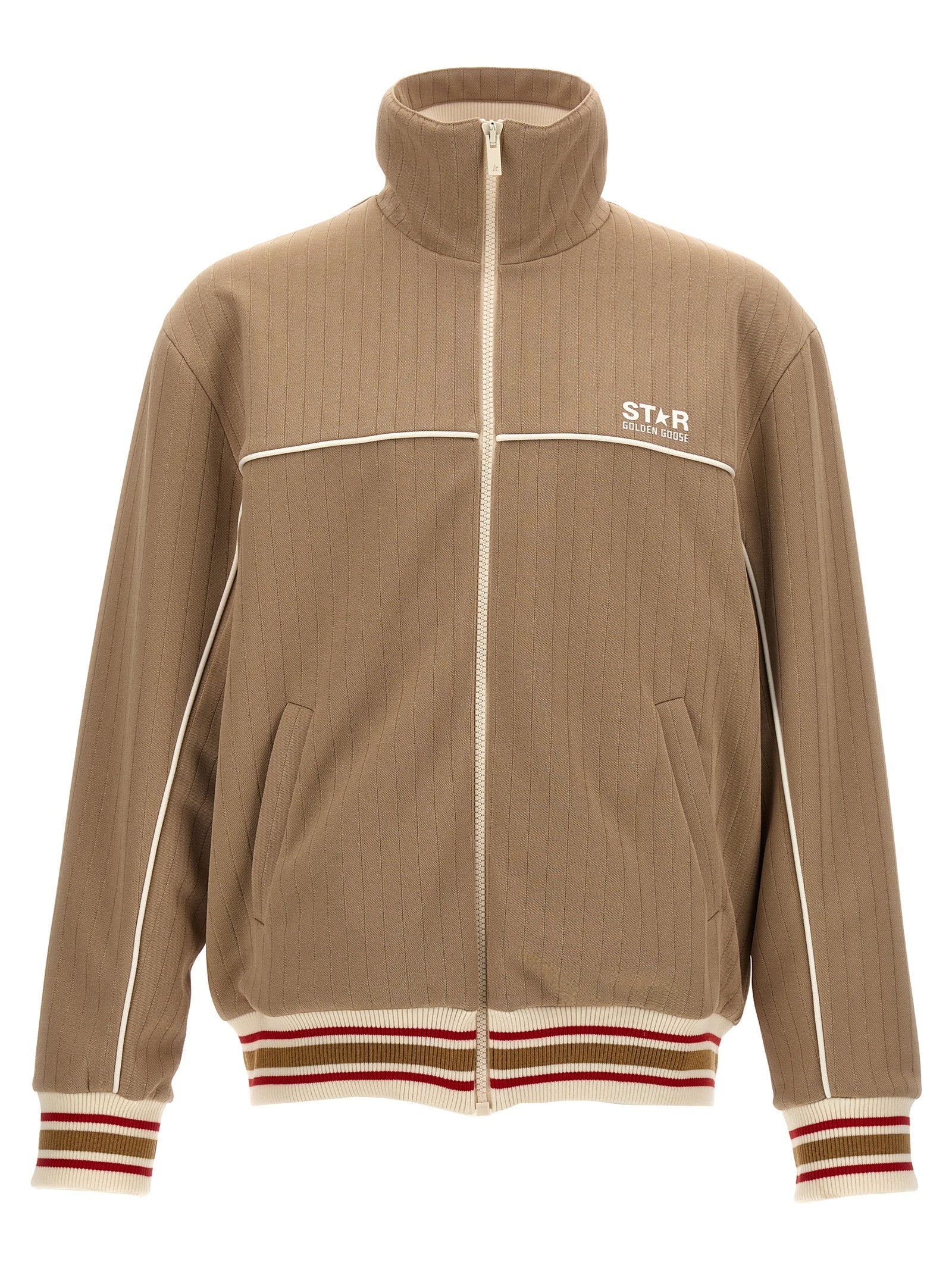 Golden Goose-Max Track Felpe Beige-Uomo