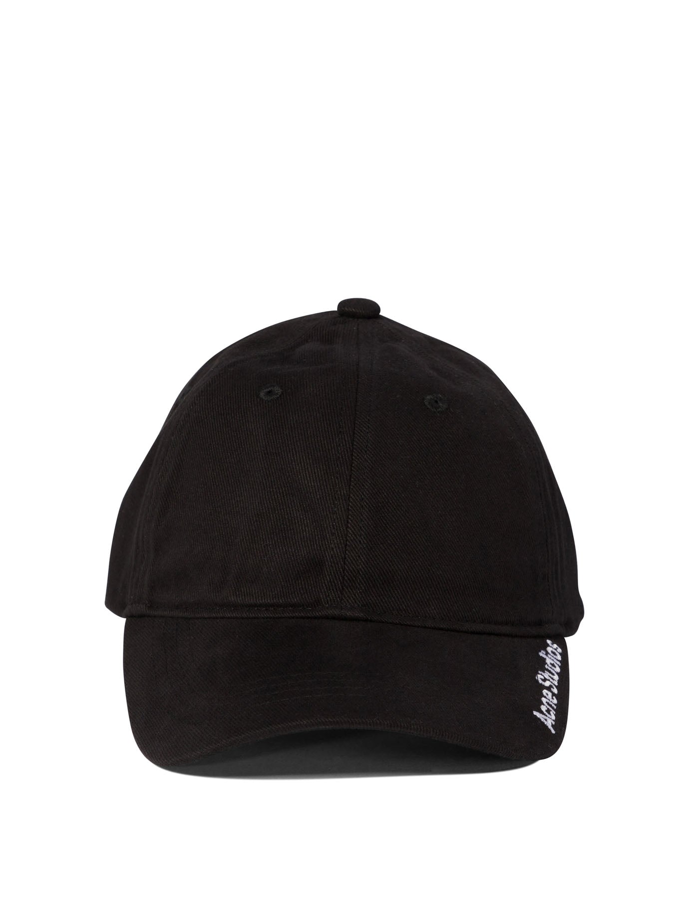 Acne Studios-Baseball Cap With Embroidered Logo Cappelli Nero-Uomo