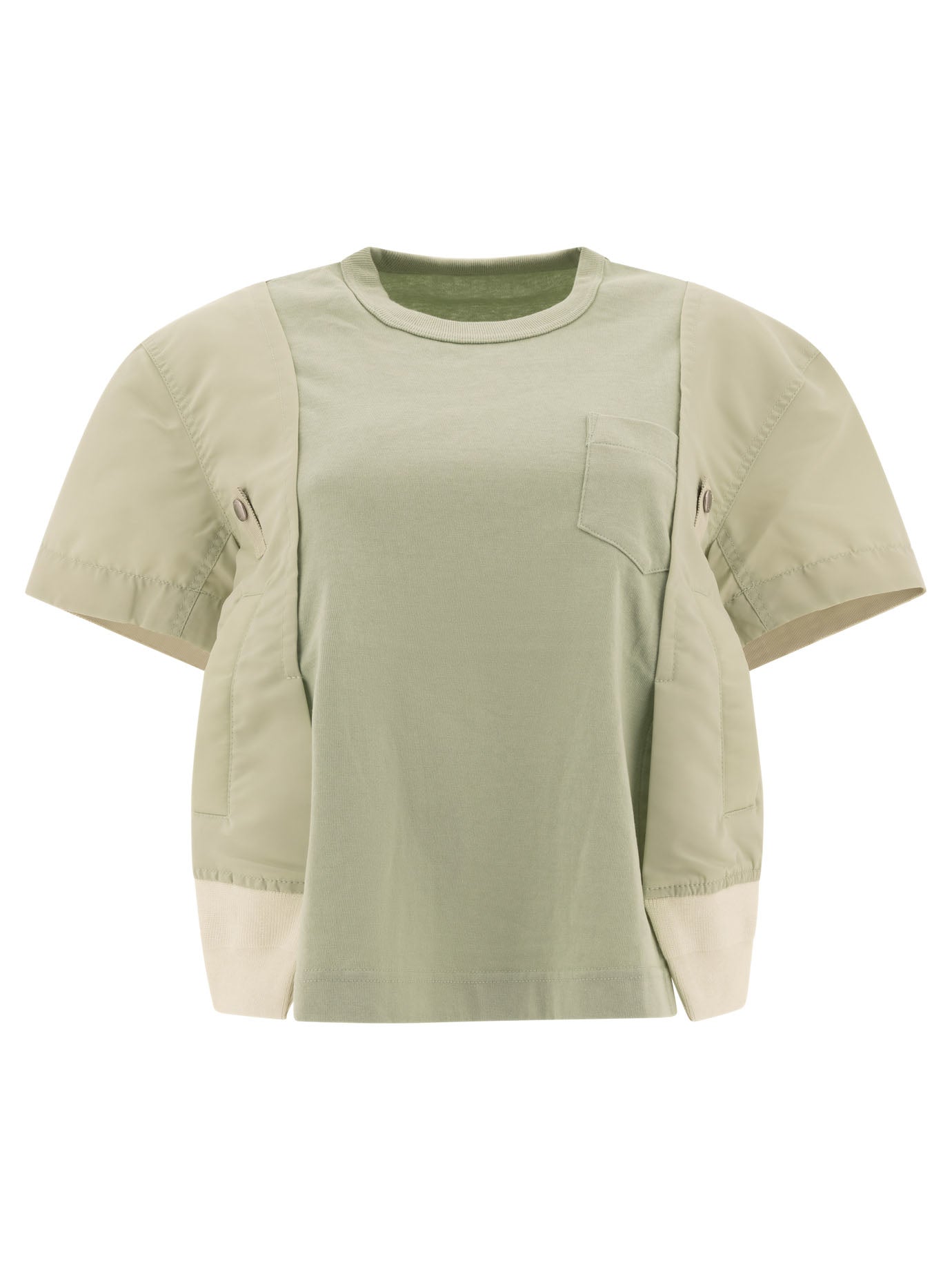 Sacai-T-Shirts Verde-Donna