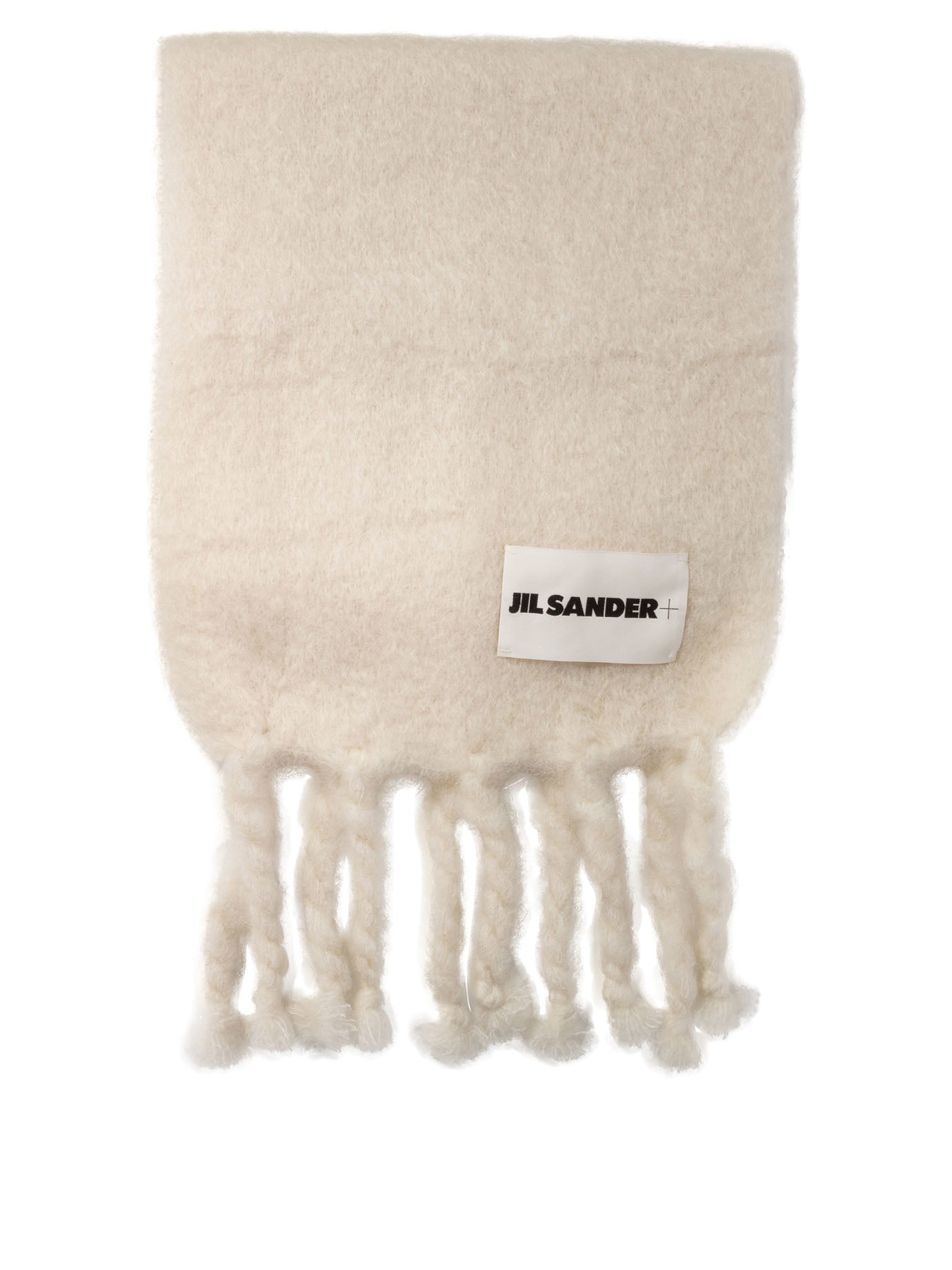 Jil Sander-Scarf With Logo Patch Scarves Bianco-Uomo