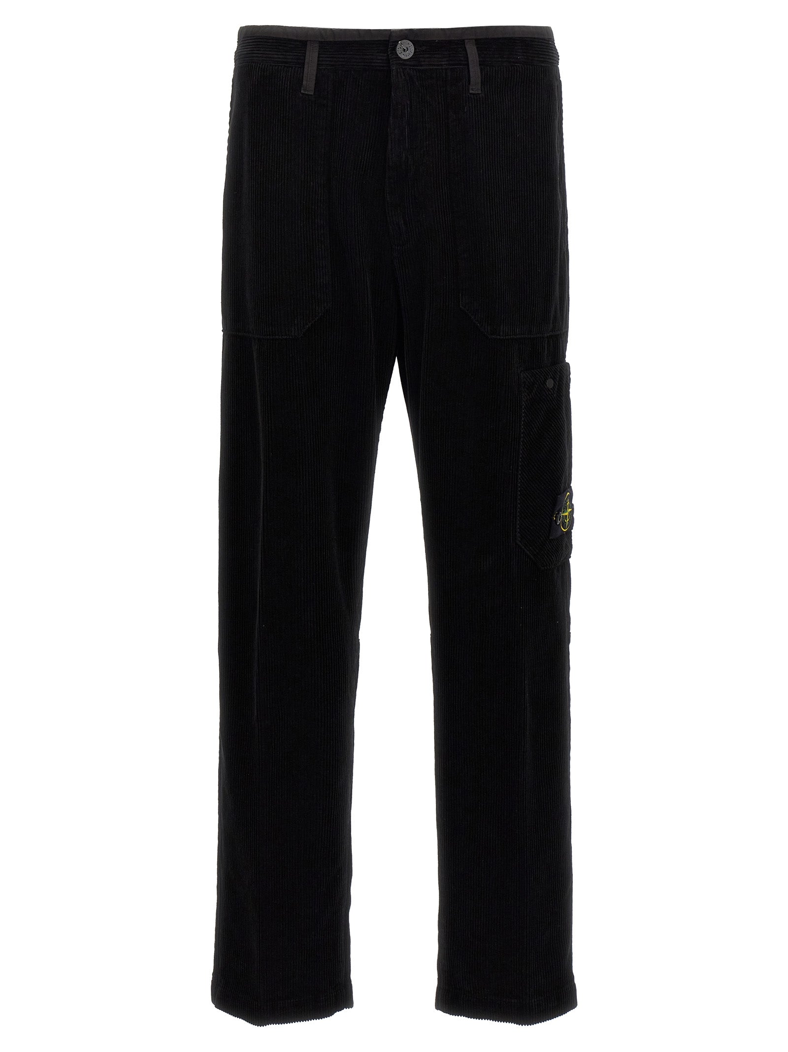 Stone Island-Velvet Cargo Pantaloni Nero-Uomo