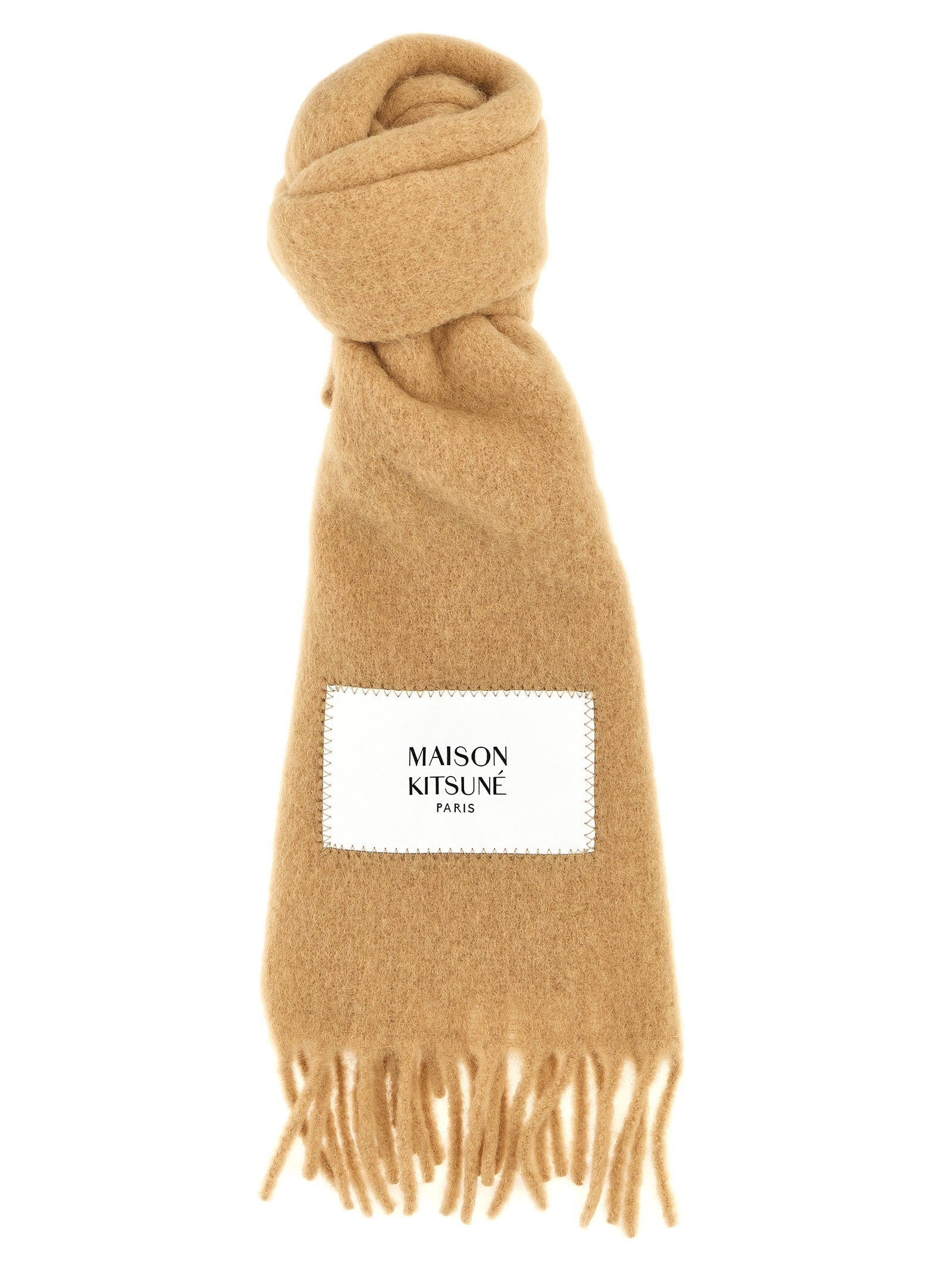 Maison Kitsune-Logo Label Scarf Sciarpe Multicolor-Uomo