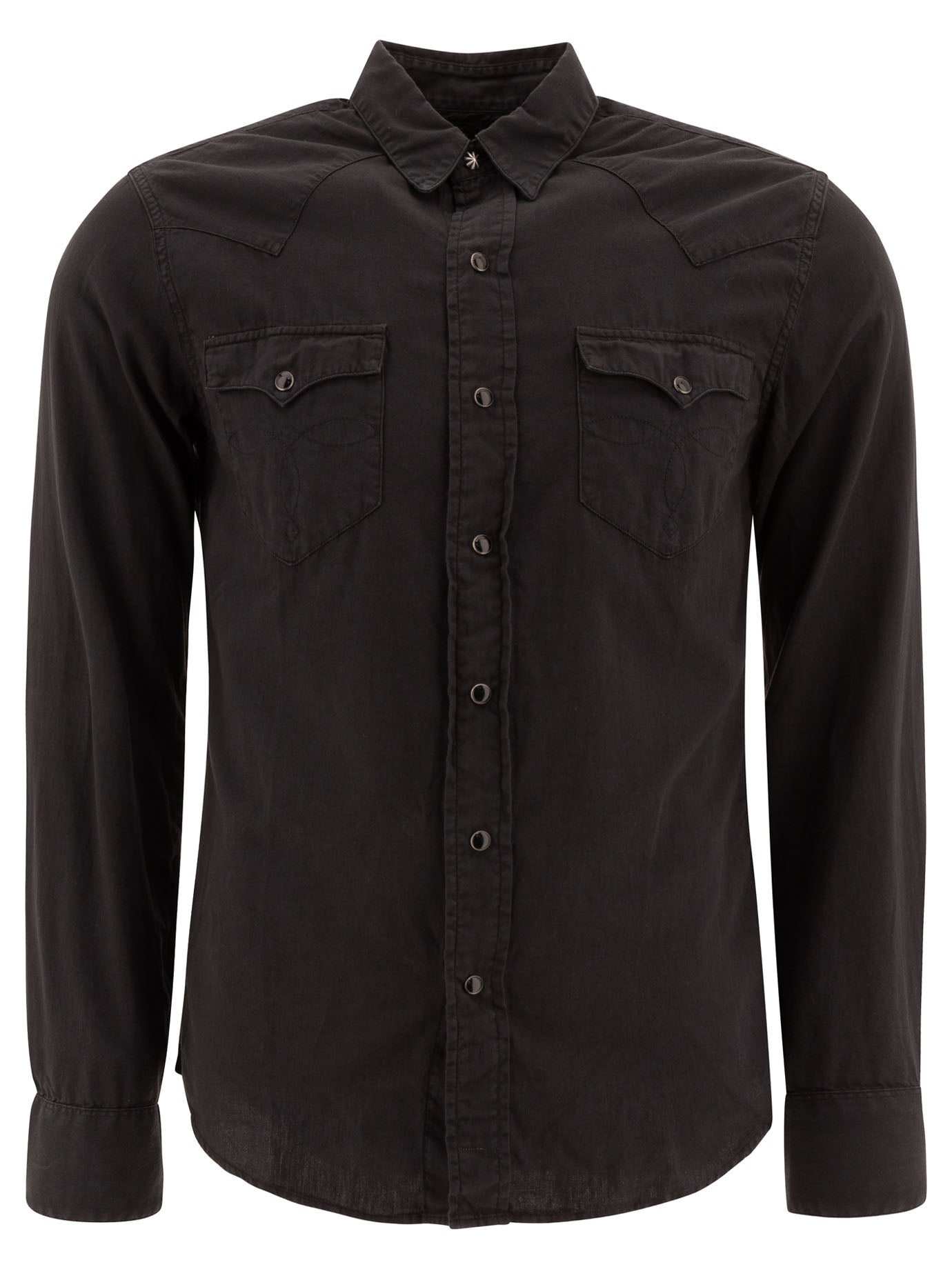 Rrl By Ralph Lauren-Twill Western Shirt Shirts Nero-Uomo