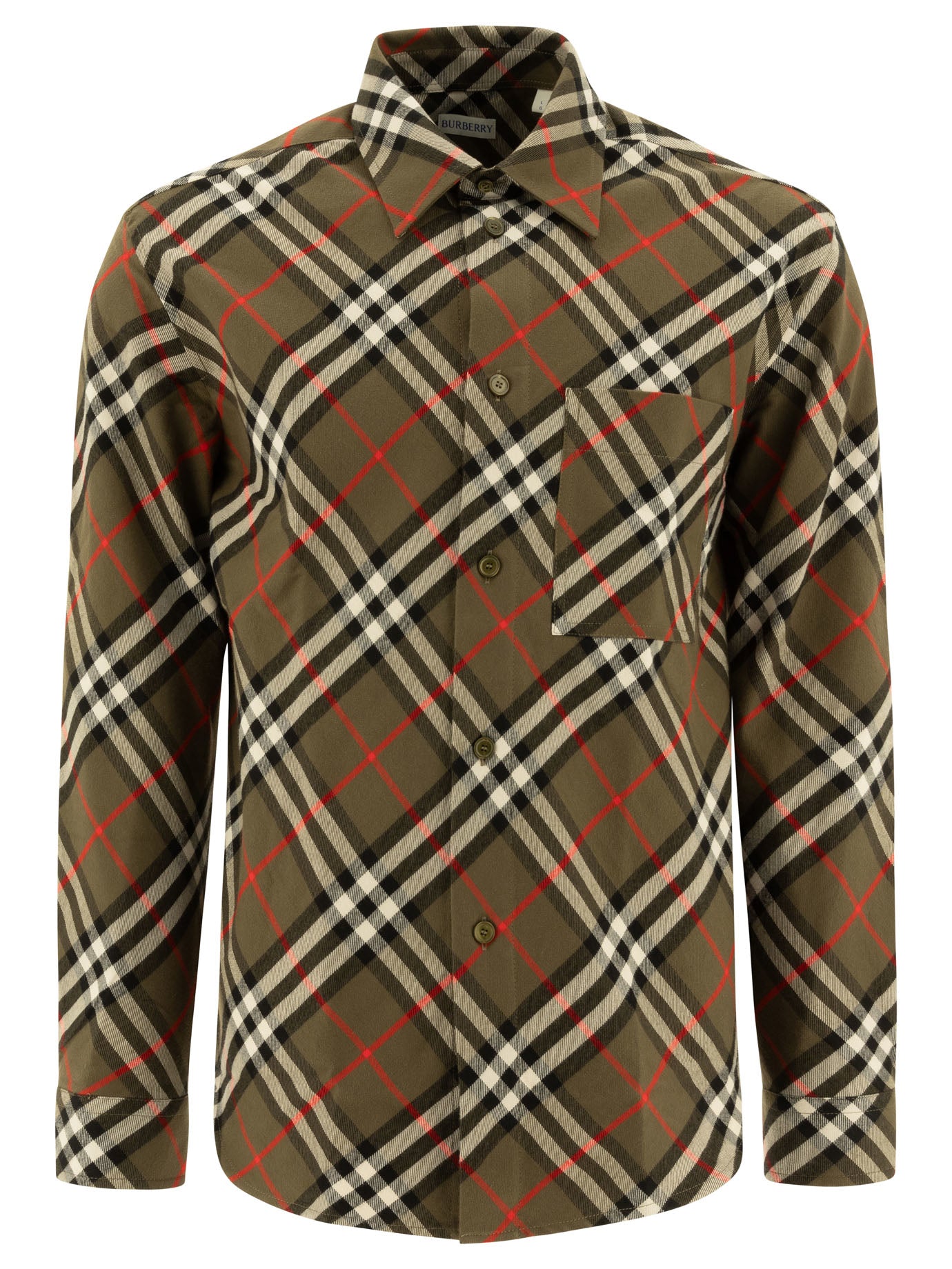 Burberry-Check Shirt Giacche Verde-Uomo