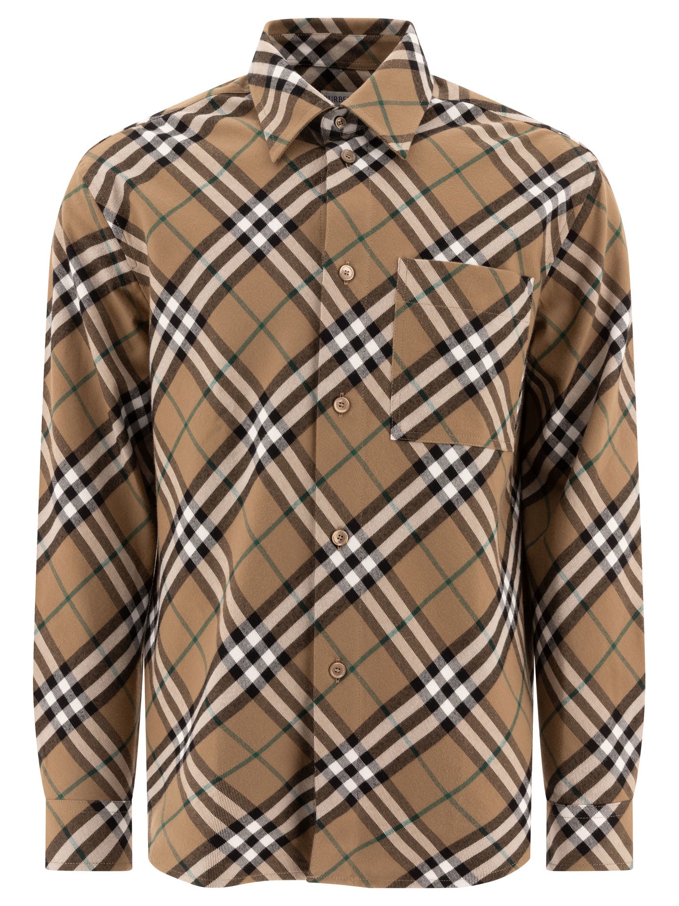 Burberry-Check Shirt Shirts Beige-Uomo