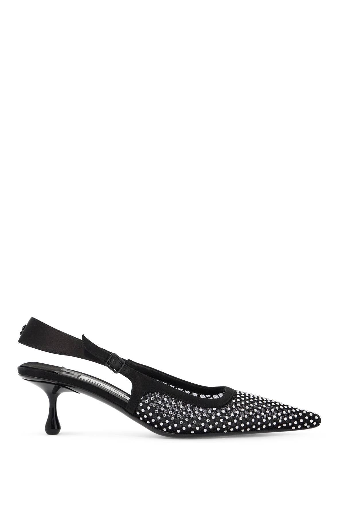 Jimmy Choo-Décolleté Slingback Amel 50 In Mesh E Raso Con Cristalli-Donna