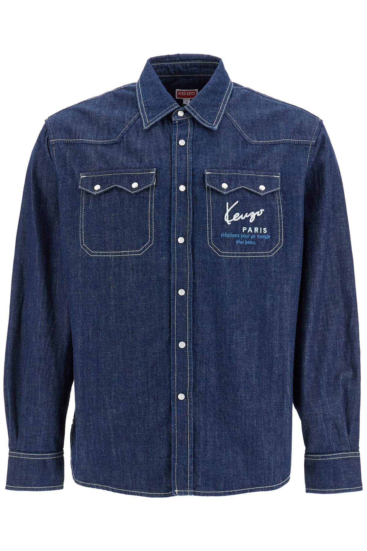 Kenzo-Camicia Western In Denim-Uomo