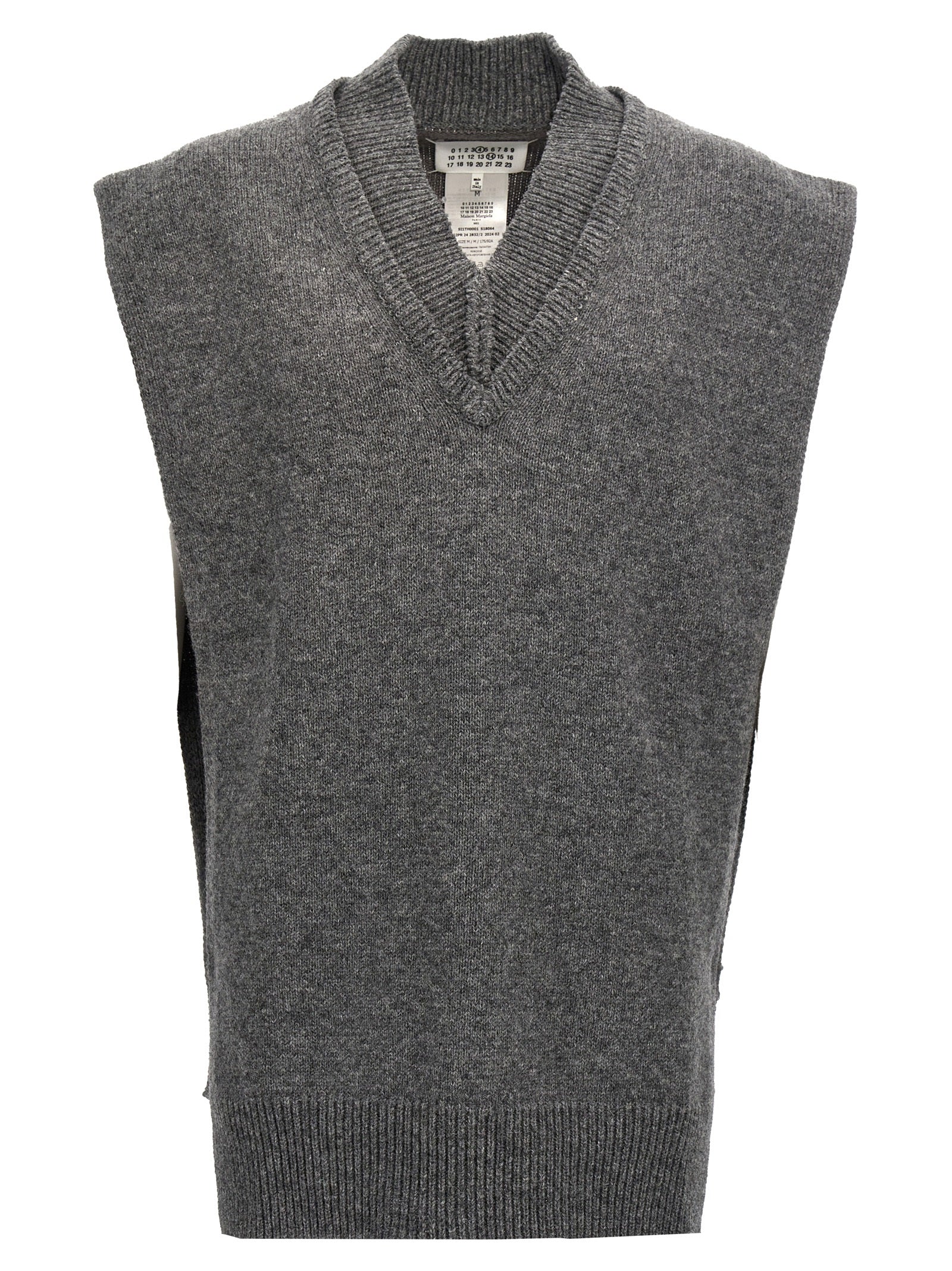 Maison Margiela-Side Slit Vest Gilet Grigio-Uomo