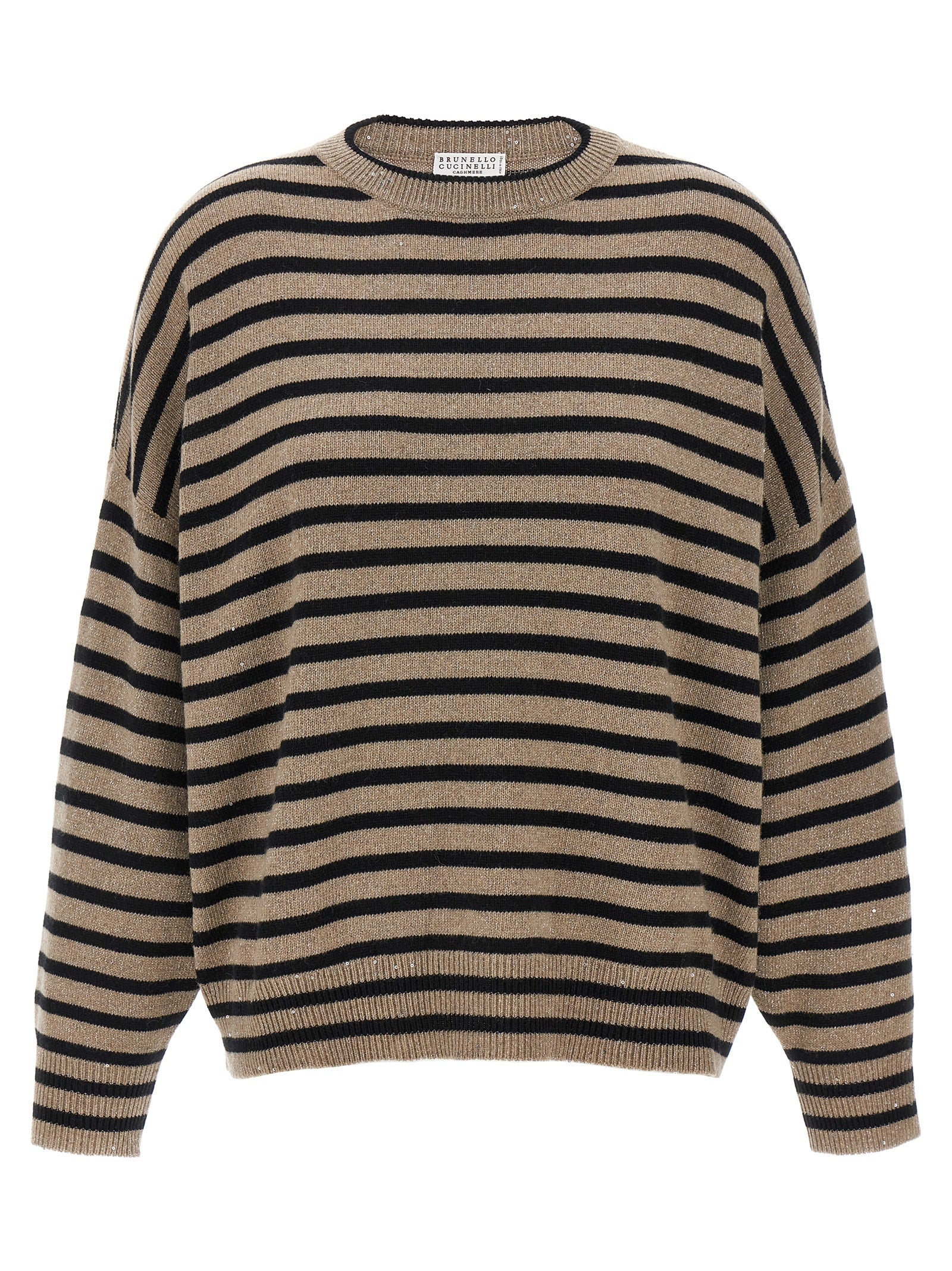 Brunello Cucinelli-Sequin Striped Sweater Maglioni Multicolor-Donna