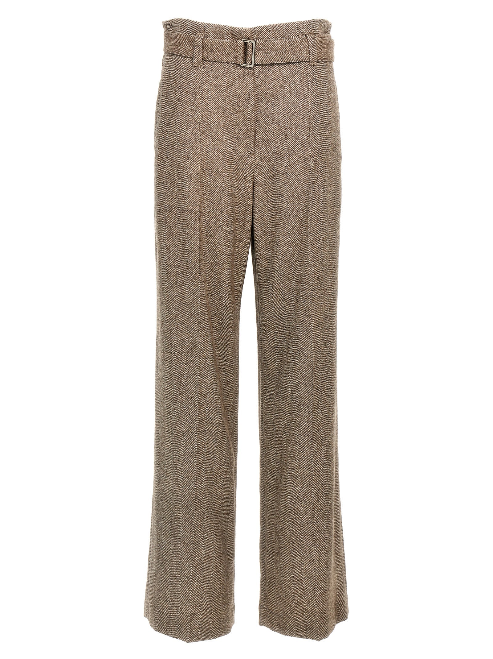 Brunello Cucinelli-Chevron Pantaloni Marrone-Donna