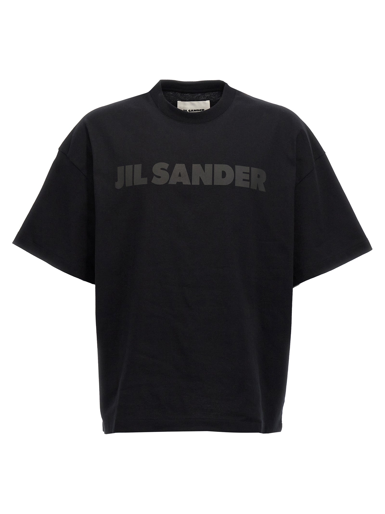 Jil Sander-Logo Print T Shirt Nero-Uomo