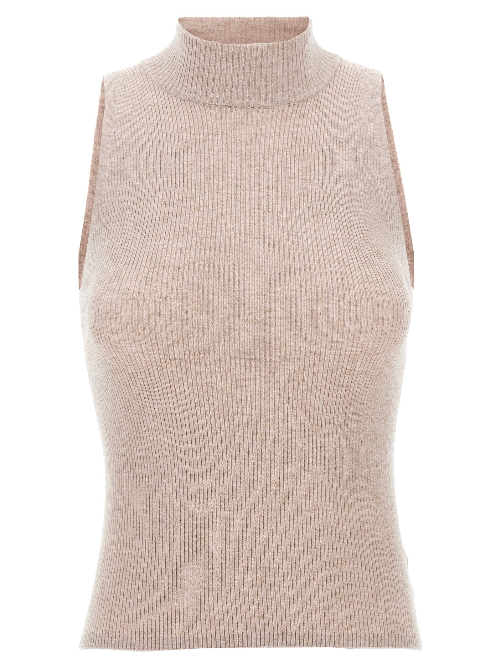 Brunello Cucinelli-Glitter Ribbed Vest Gilet Rosa-Donna