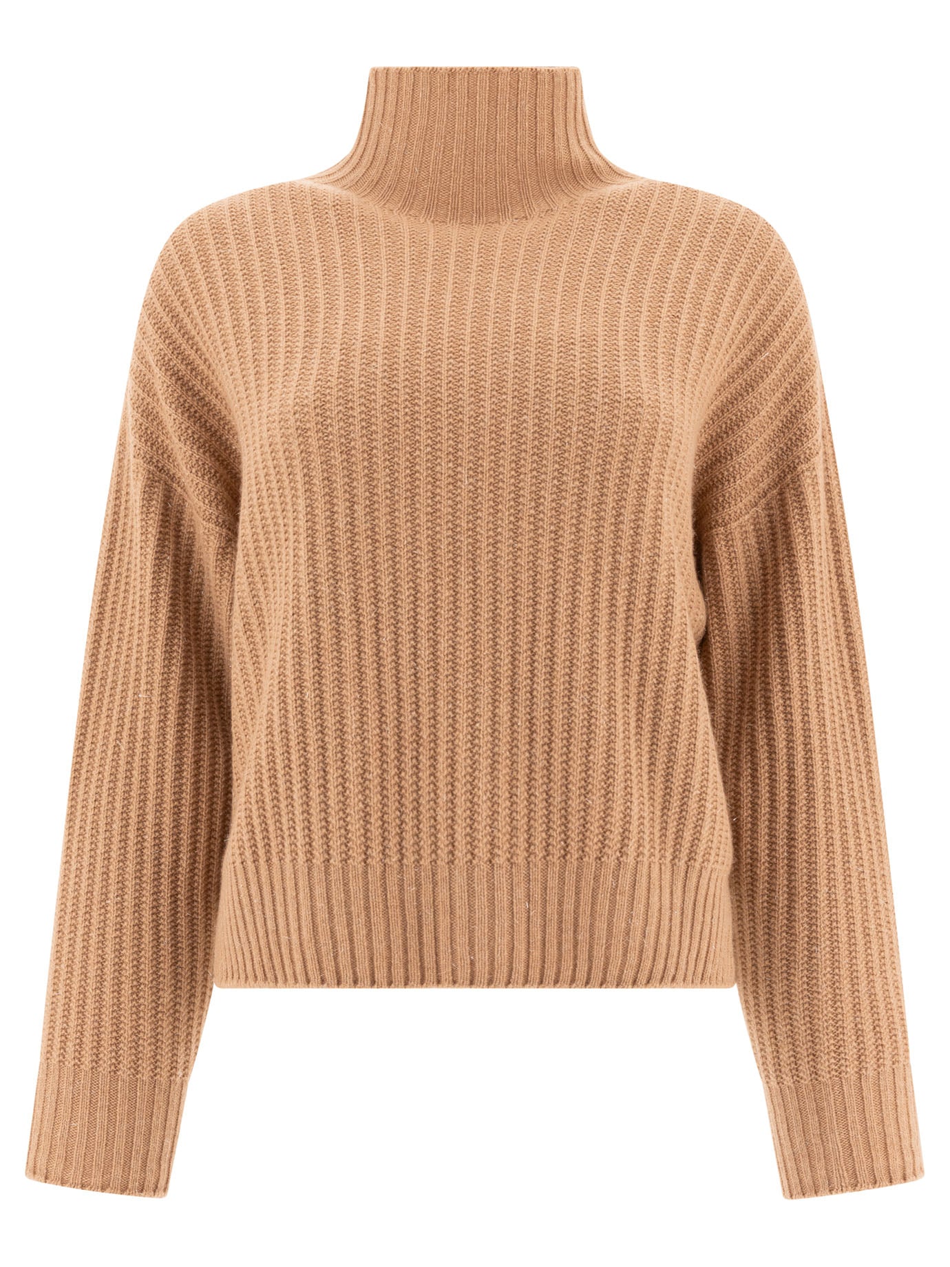 Peserico-Turtleneck Sweater With Lurex Knitwear Marrone-Donna