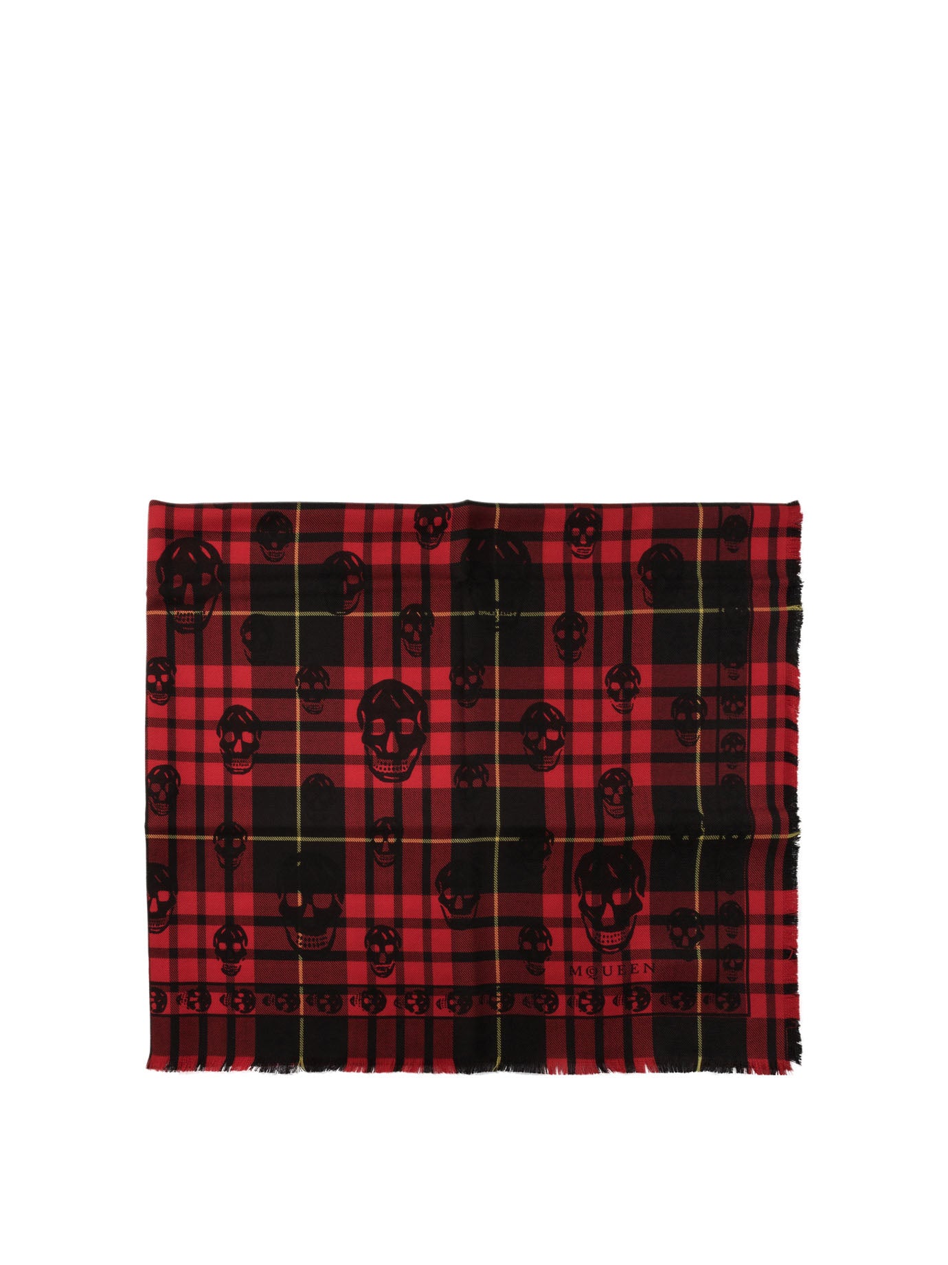 Alexander Mcqueen-Tartan Skull Scarves Rosso-Uomo