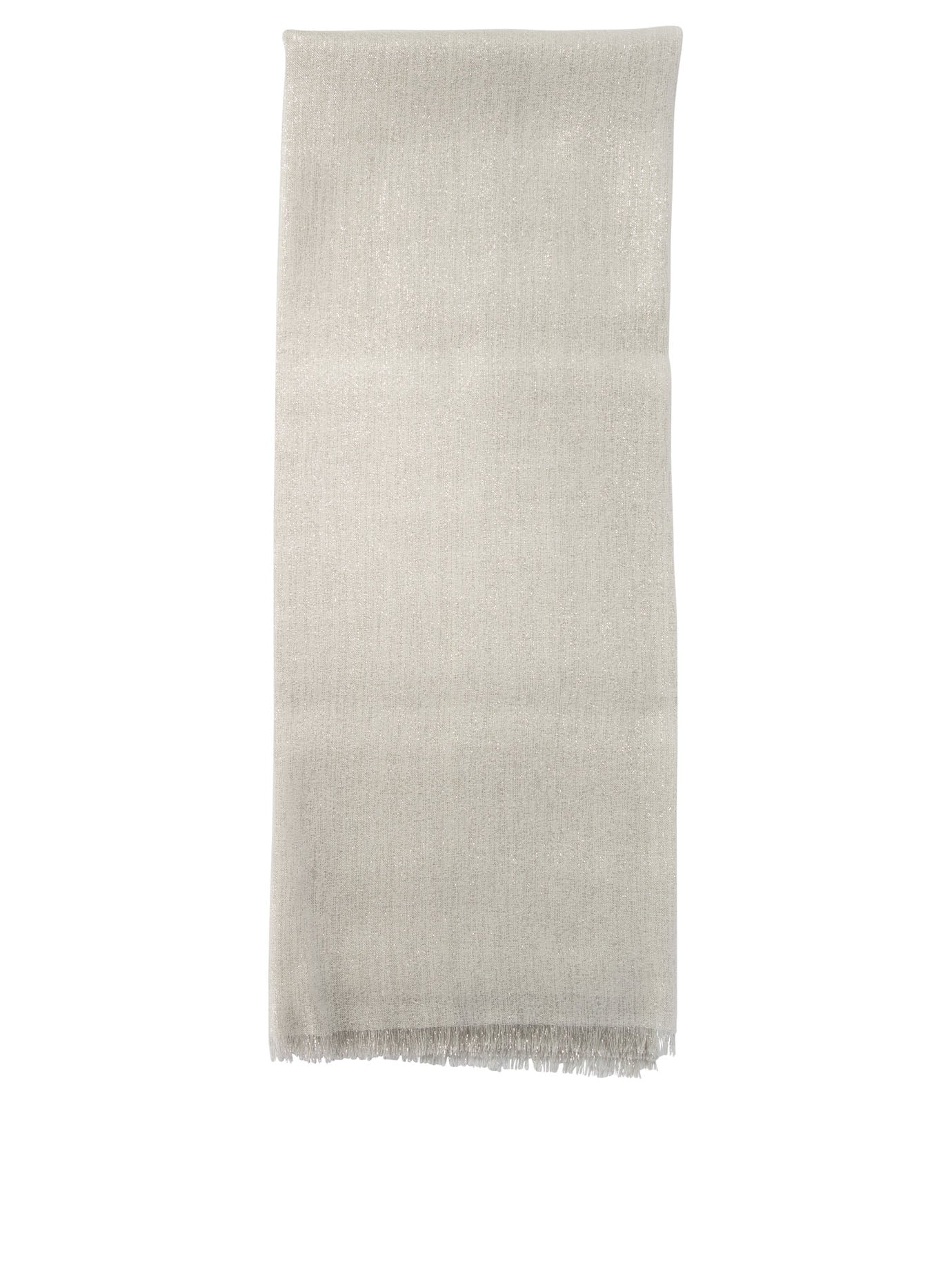 Brunello Cucinelli-Sparkling Scarves Bianco-Donna