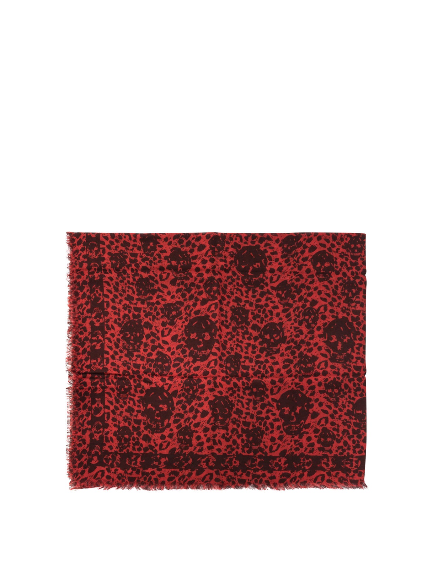 Alexander Mcqueen-Leopard Skull Scarves Rosso-Donna