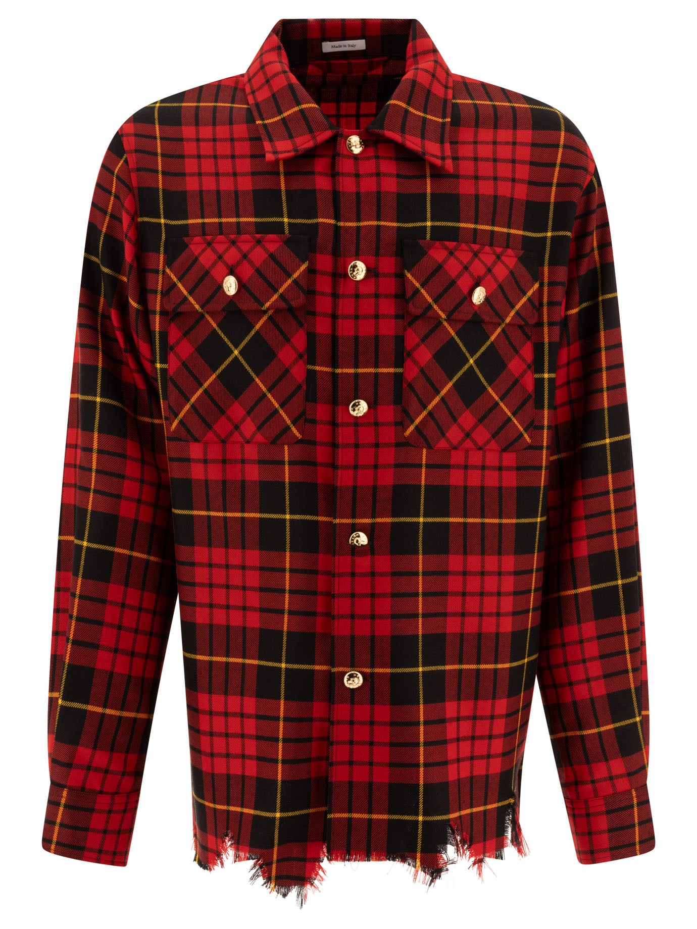 Alexander Mcqueen-Distressed Tartan Overshirt Giacche Rosso-Uomo