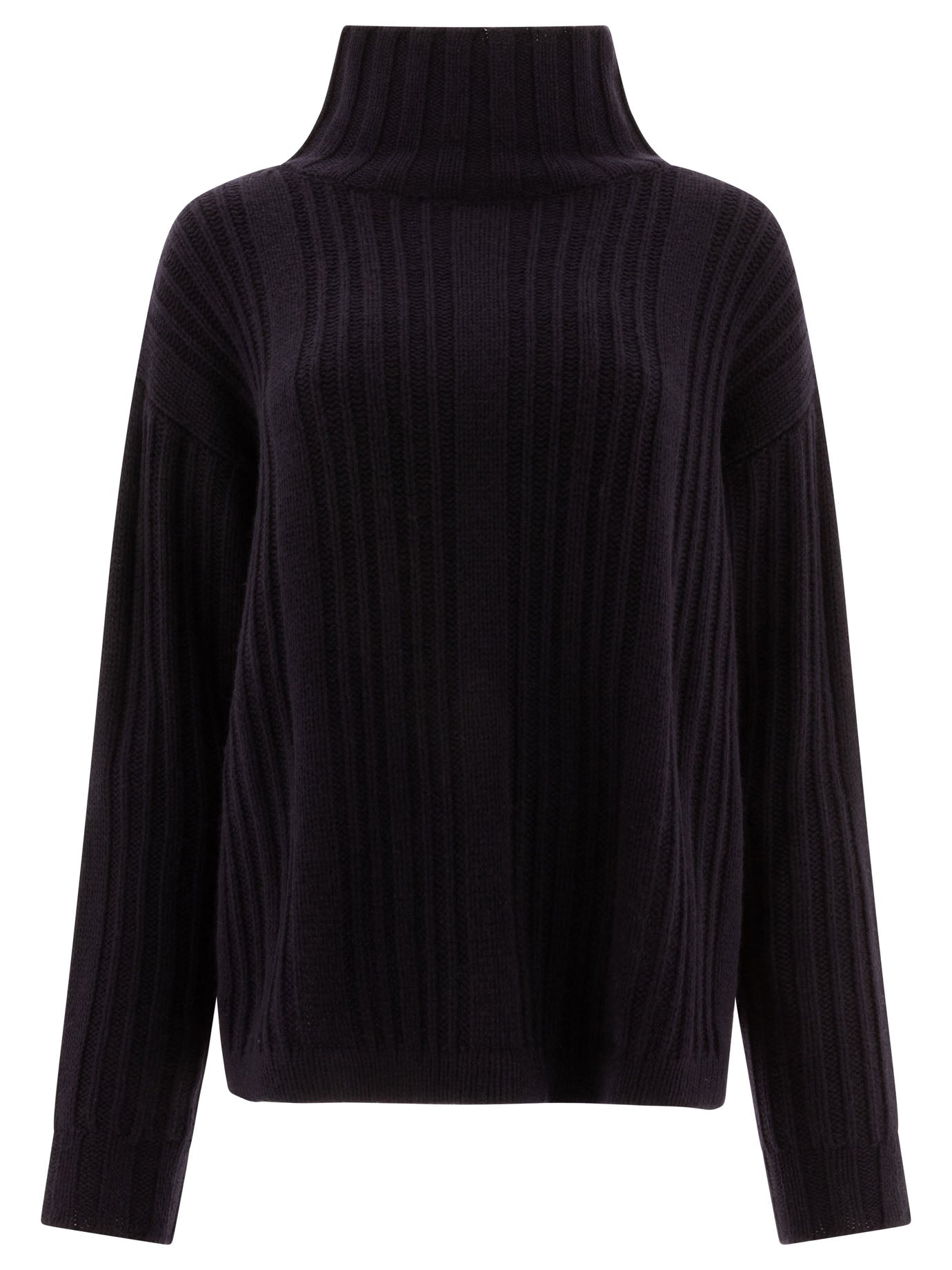 Max Mara-Wool And Cashmere Turtleneck Sweater Knitwear Blu-Donna