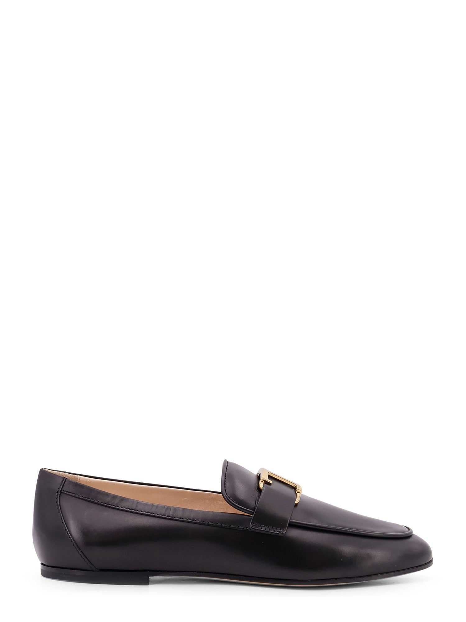 Tod's-Mocassino in pelle con maxi accessorio T Timeless in metallo personalizzato e suola in cuoio.-Donna