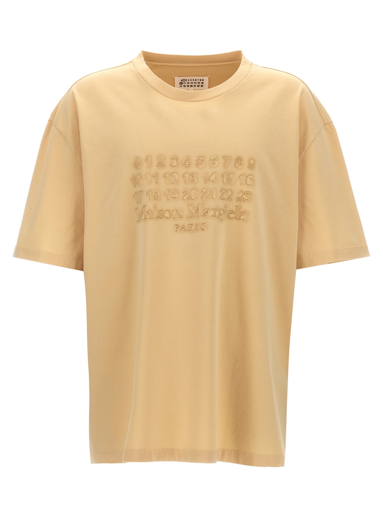 Maison Margiela-Logo Embroidery T Shirt Beige-Uomo