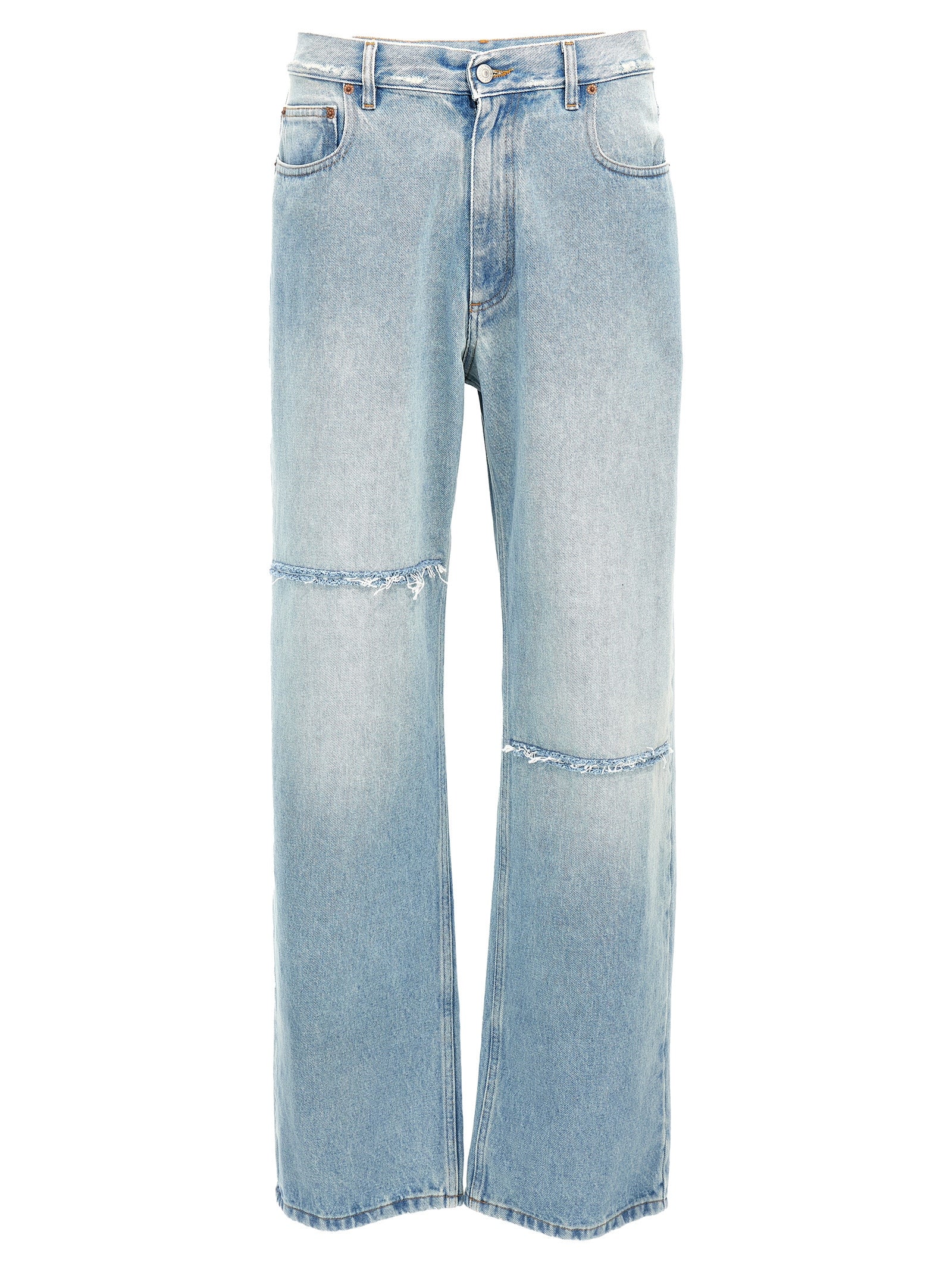 Mm6 Maison Margiela-Knee Detail Jeans Celeste-Uomo