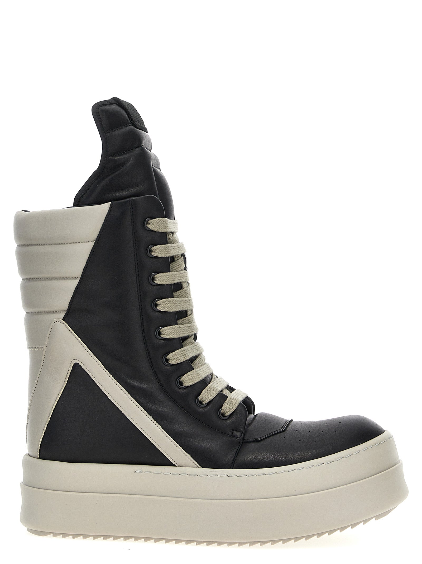 Rick Owens-Mega Geobaskets Sneakers Bianco/Nero-Uomo