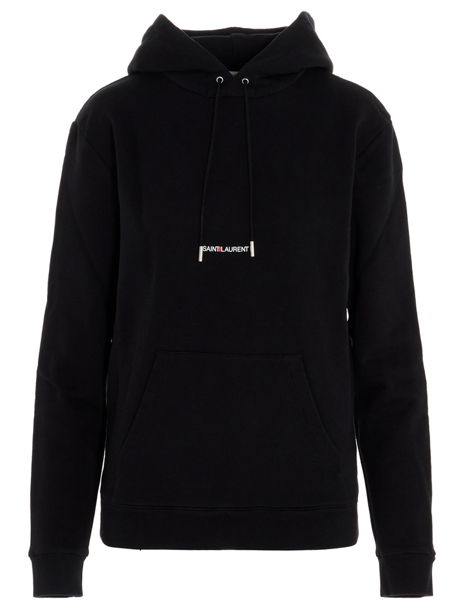 Saint Laurent-Logo Print Hoodie Felpe Nero-Donna