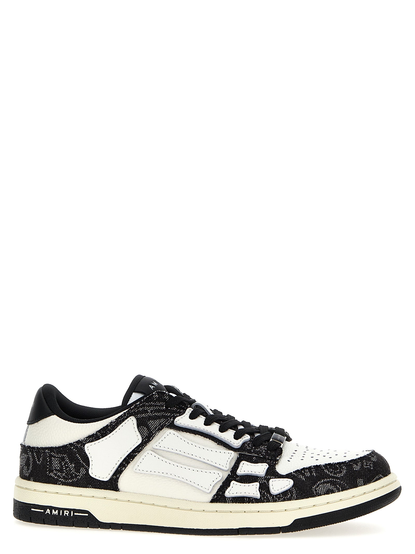 Amiri-Bandana Denim Skel Top Low Sneakers Bianco/Nero-Uomo