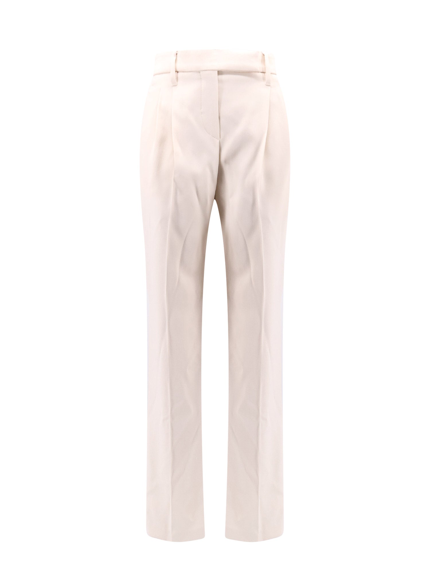 Brunello Cucinelli-Pantalone in cotone con pinces e dettaglio Monile-Donna