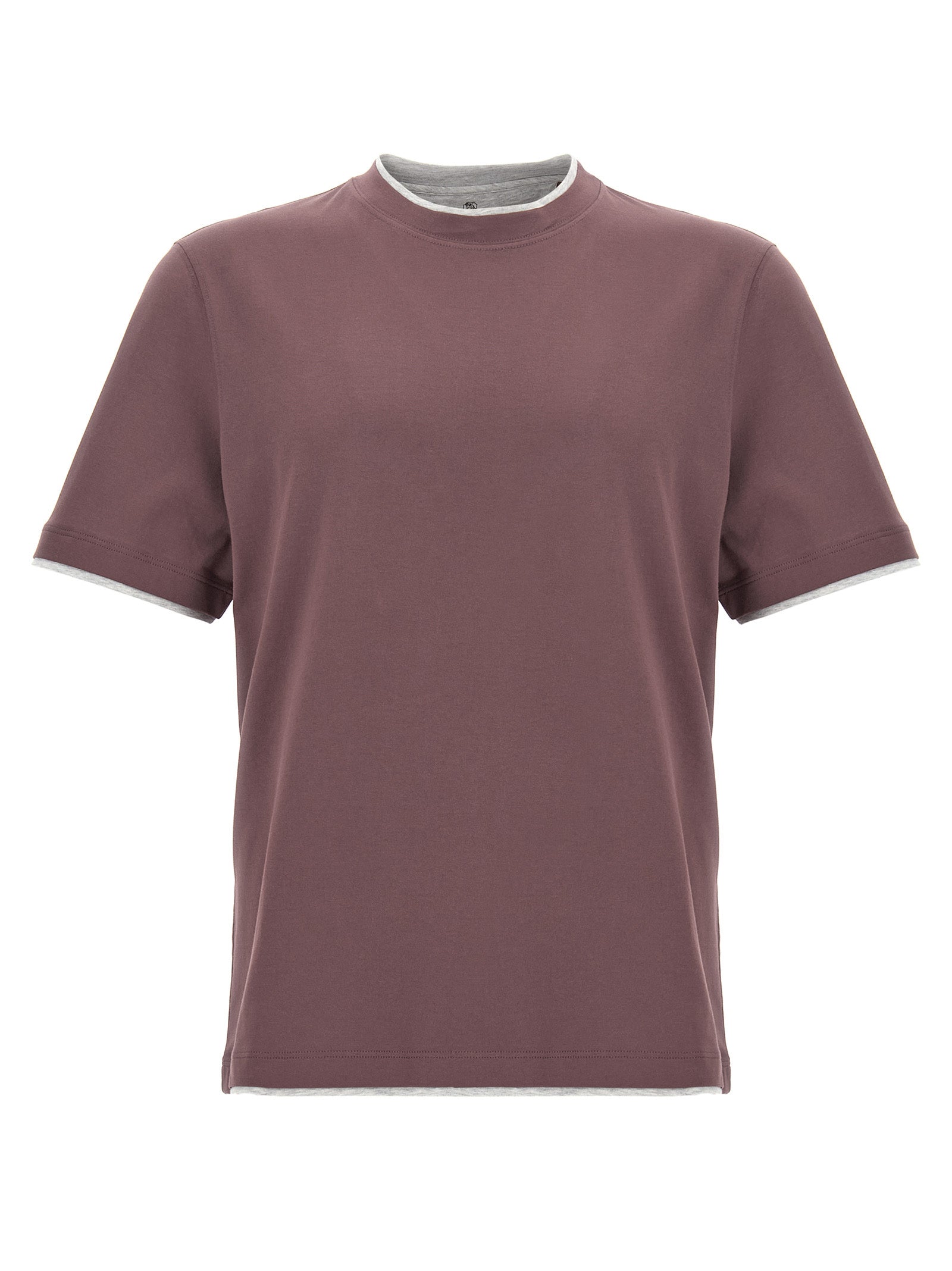 Brunello Cucinelli-Layered T Shirt Viola-Uomo