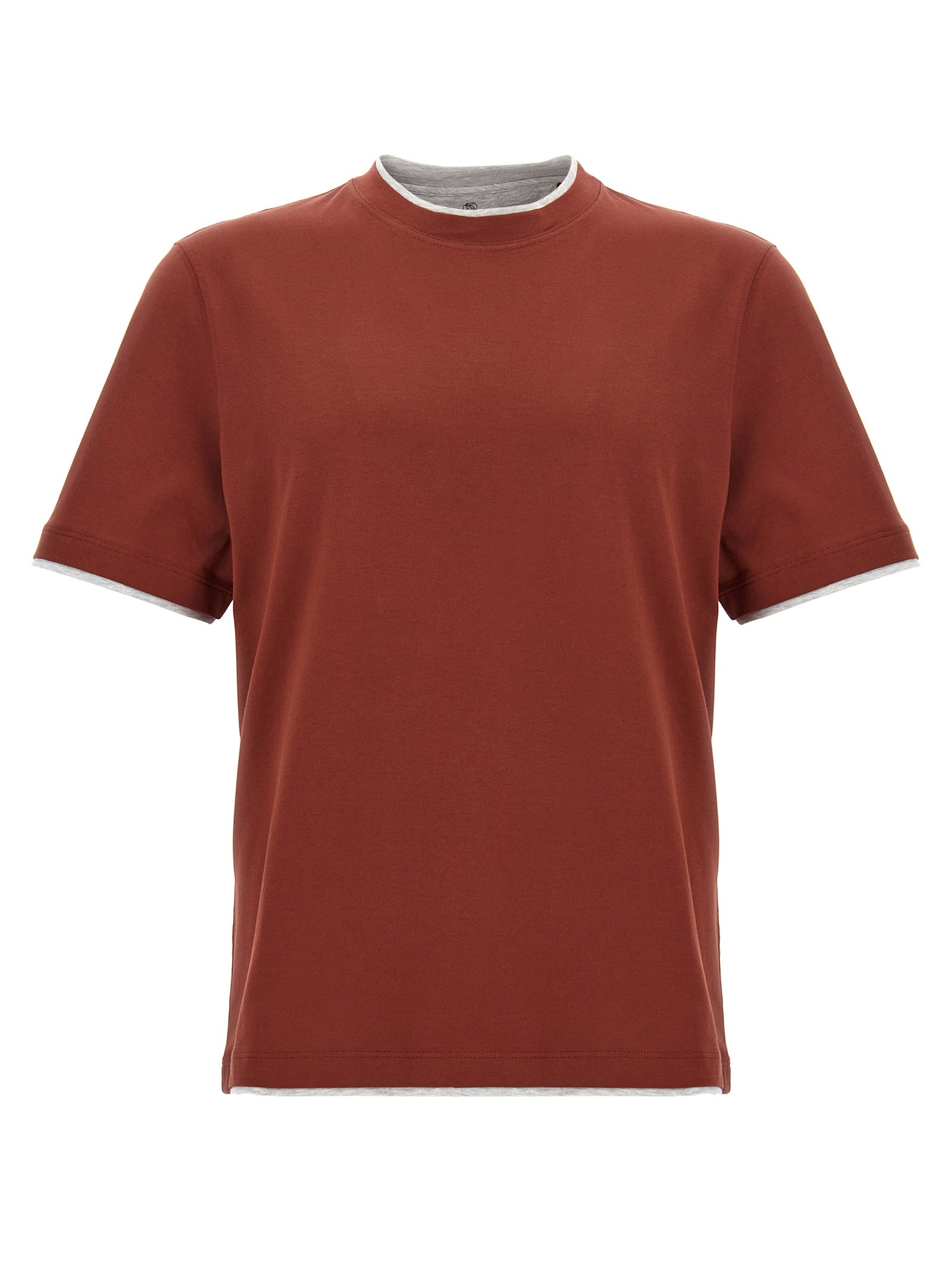 Brunello Cucinelli-Layered T Shirt Rosso-Uomo