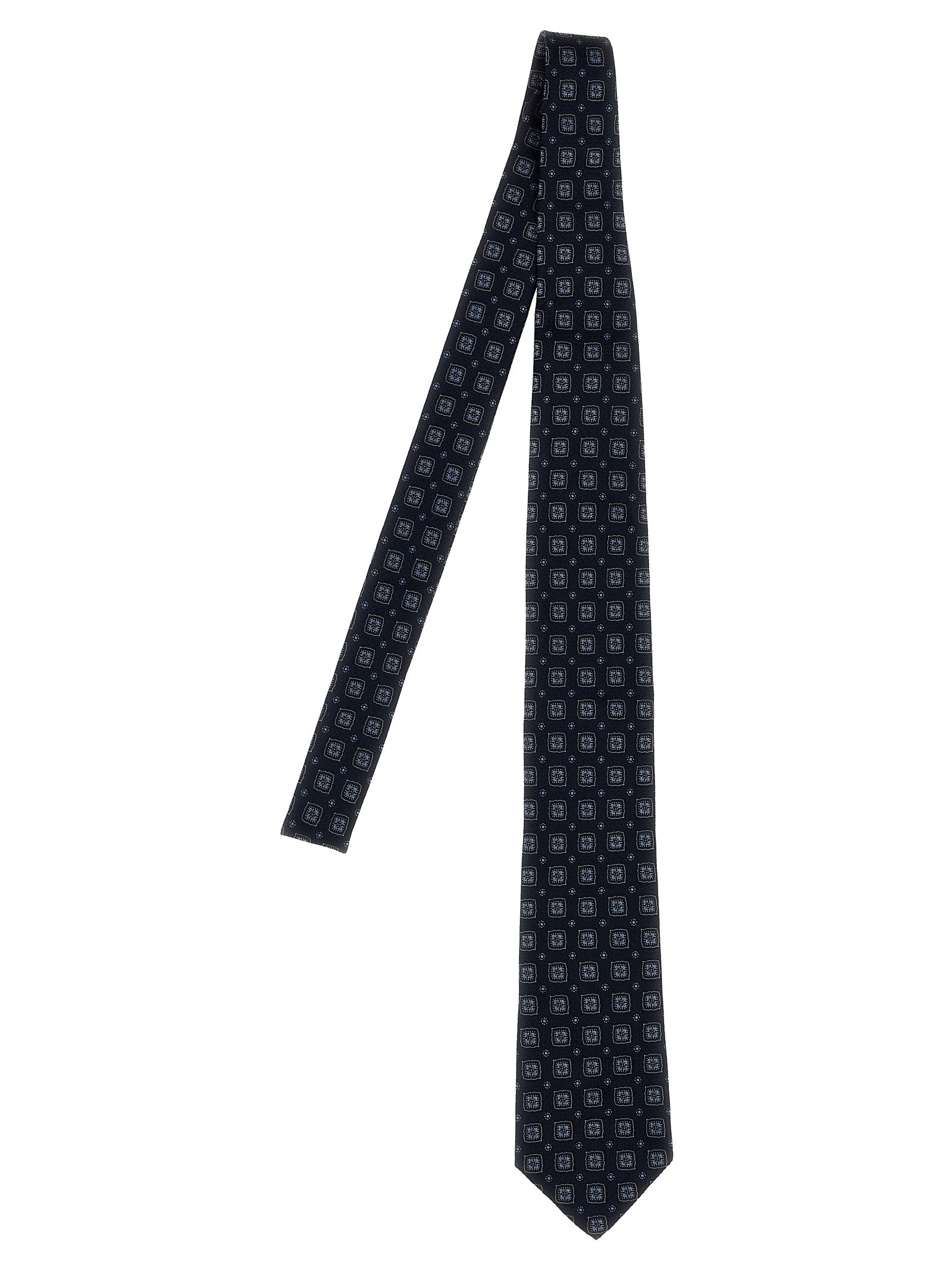 Brunello Cucinelli-Patterned Tie Cravatte Blu-Uomo