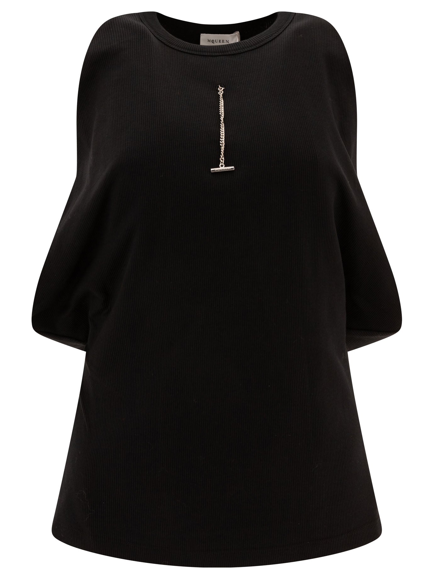 Alexander Mcqueen-Ribbed Top Top Nero-Donna