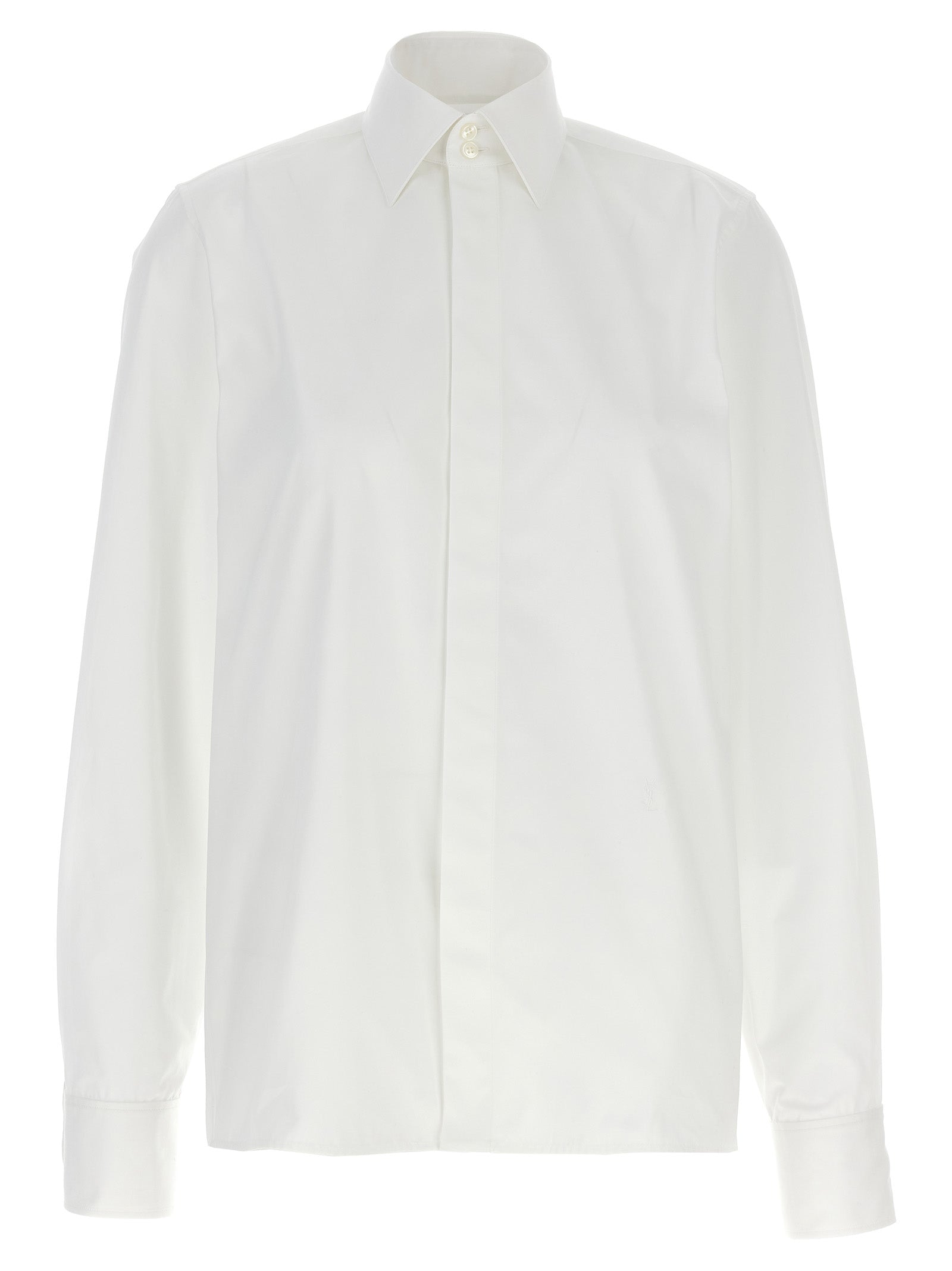 Saint Laurent-Logo Embroidery Shirt Camicie Bianco-Donna