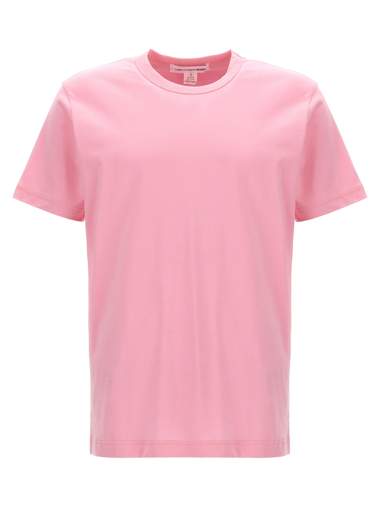 Comme Des GarçOns Shirt-Logo Print Cotton T Shirt Rosa-Uomo