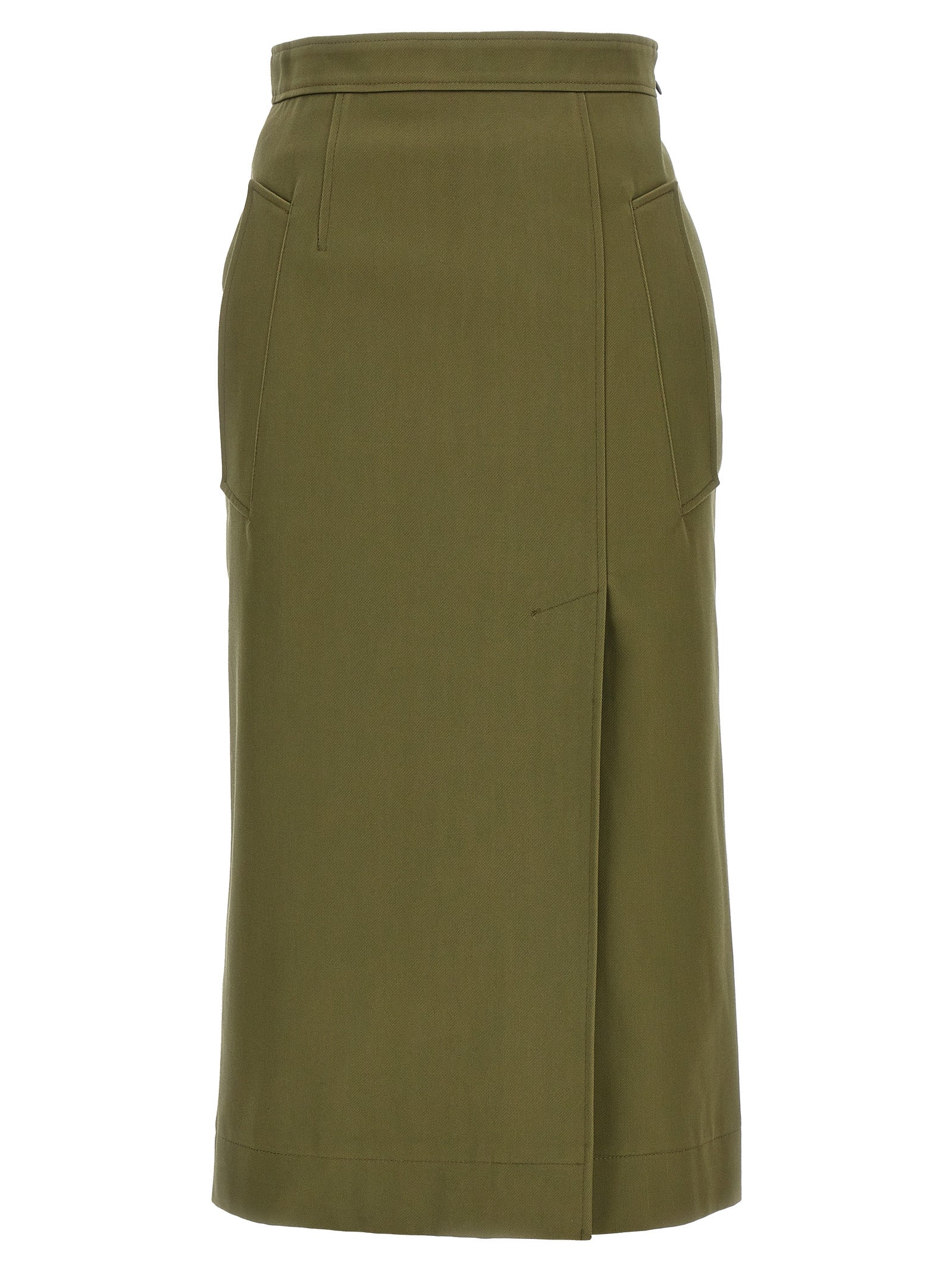 Alexander Mcqueen-Gabardine Skirt Gonne Verde-Donna