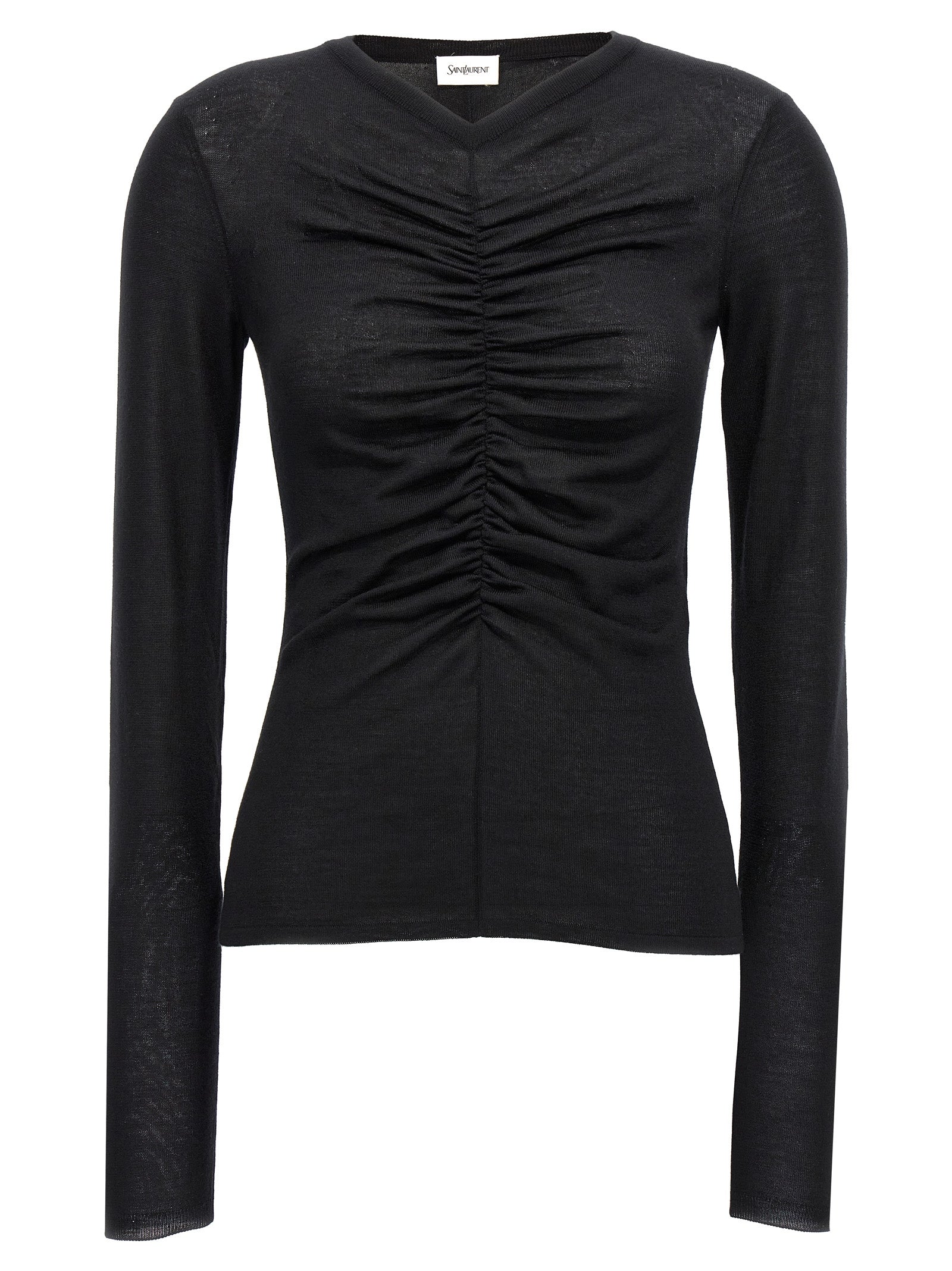 Saint Laurent-Curled Sweater Maglioni Nero-Donna