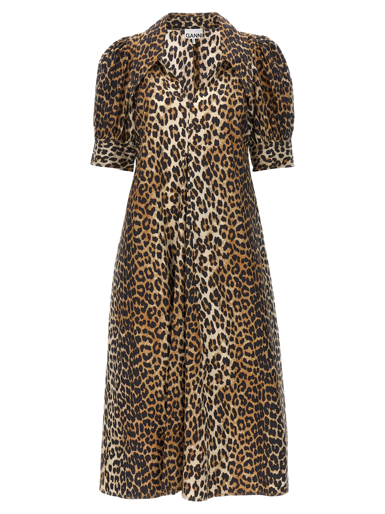 Ganni-Animal Print Midi Dress Abiti Multicolor-Donna