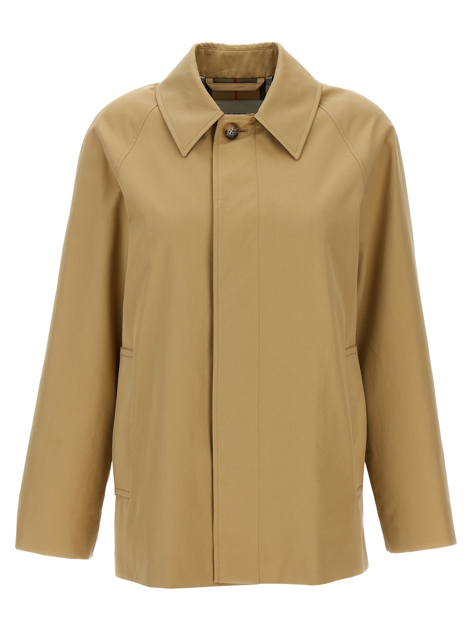 Burberry-Gabardine Short Trench Coat Trench E Impermeabili Beige-Donna