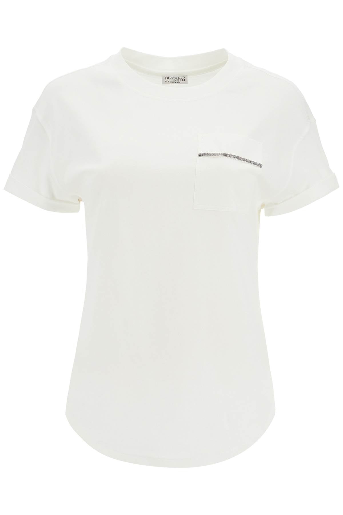 Brunello Cucinelli-T Shirt Con Shiny Pocket Detail-Donna