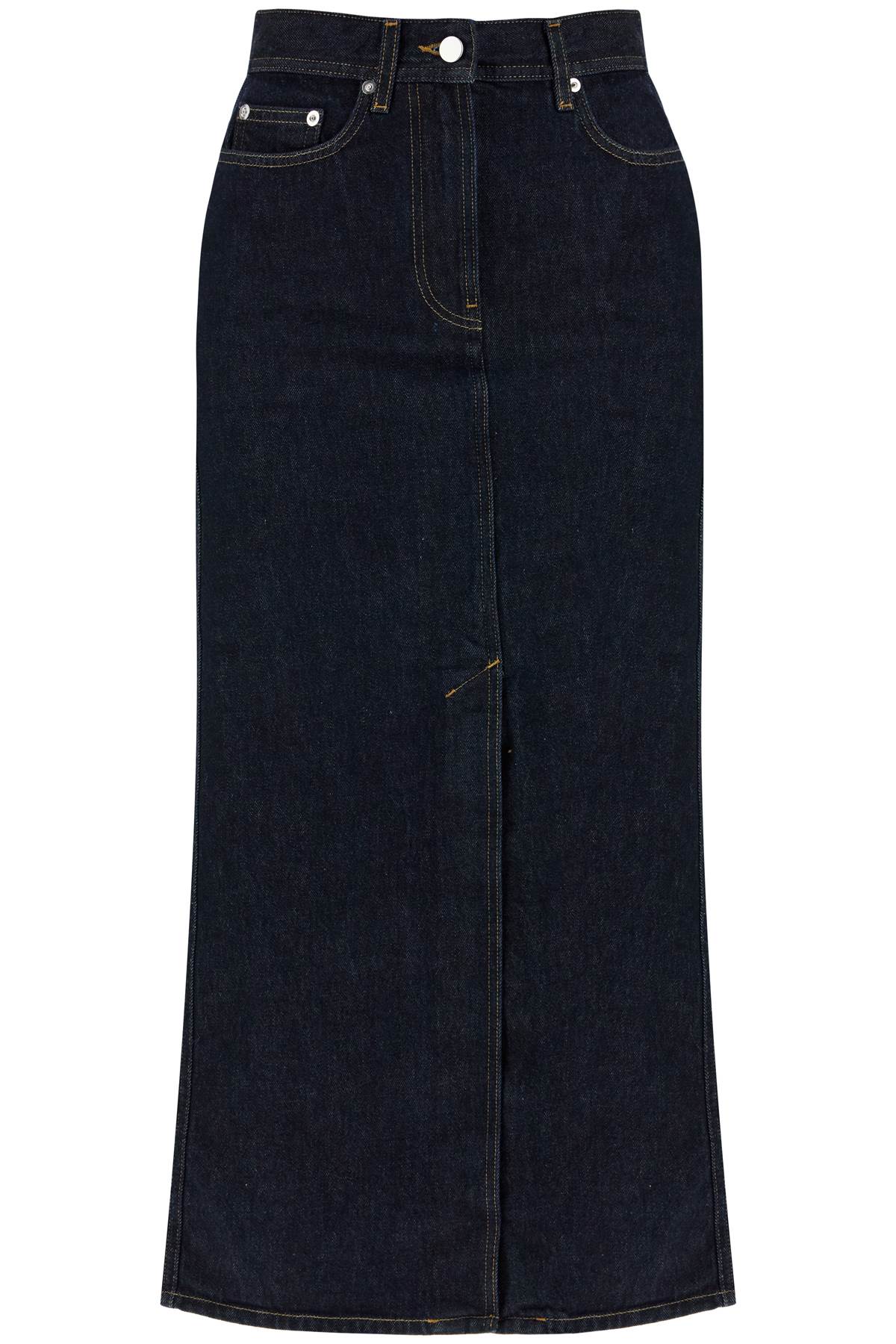 Loulou Studio-Gonna Midi Rona In Denim Biologico-Donna