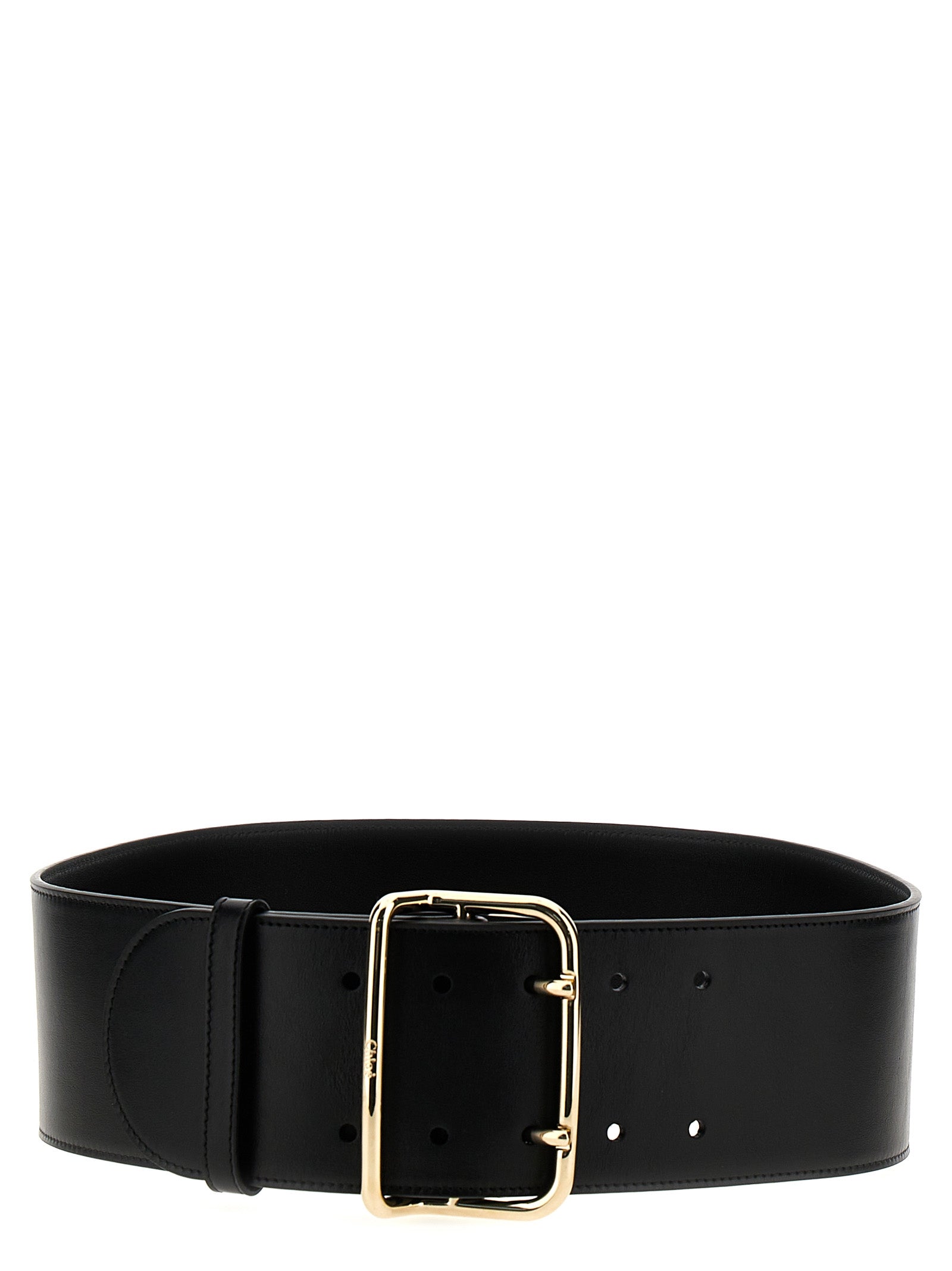 Chloé-Leather Belt Cinture Nero-Donna