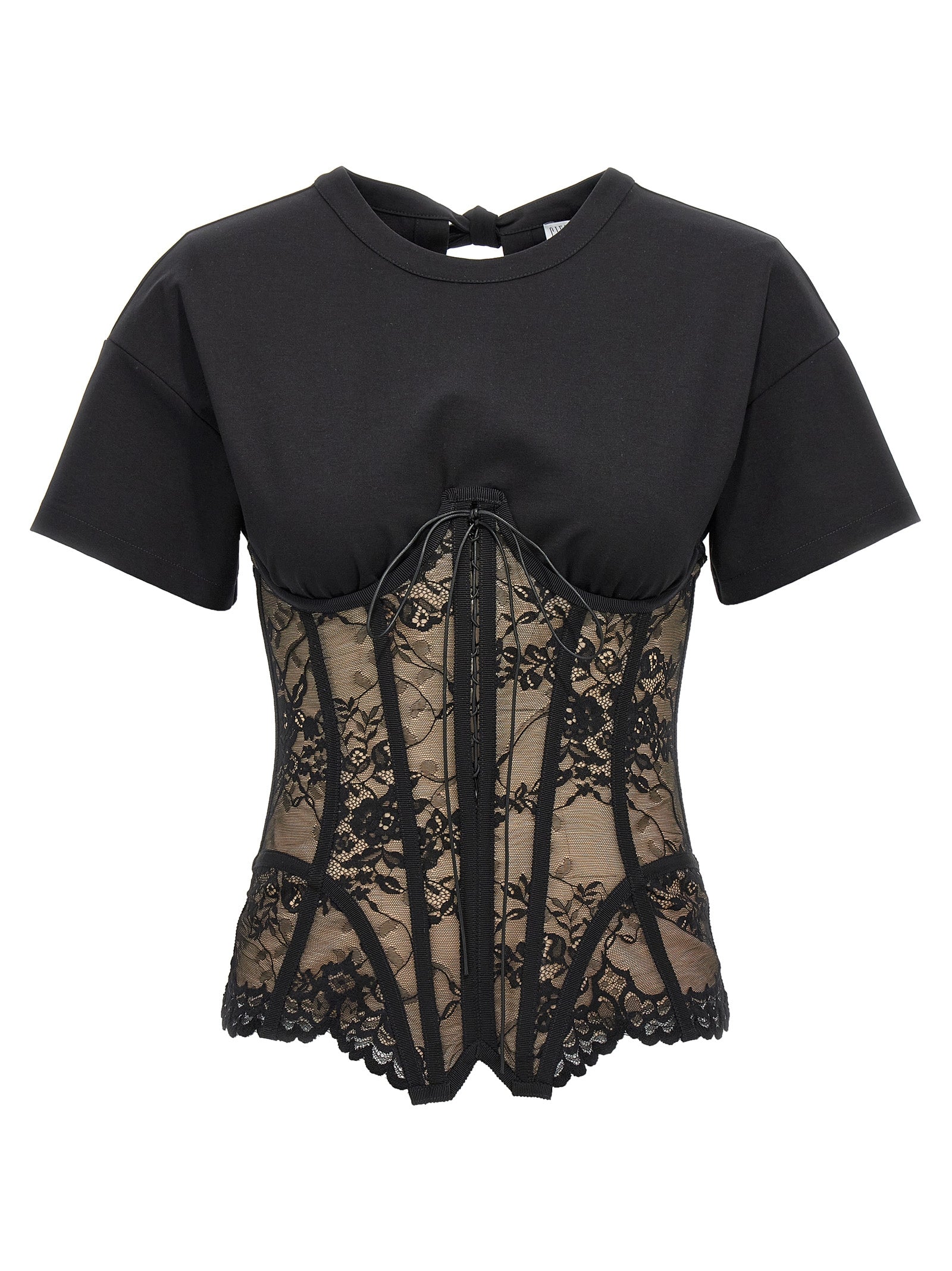 Giuseppe Di Morabito-Lace Bodice Insert Top Top Nero-Donna