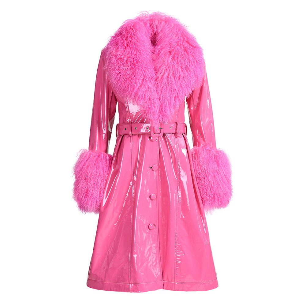 Wanan Touch-Cappotto Sac Fucsia in Pelle-Donna -Rosa