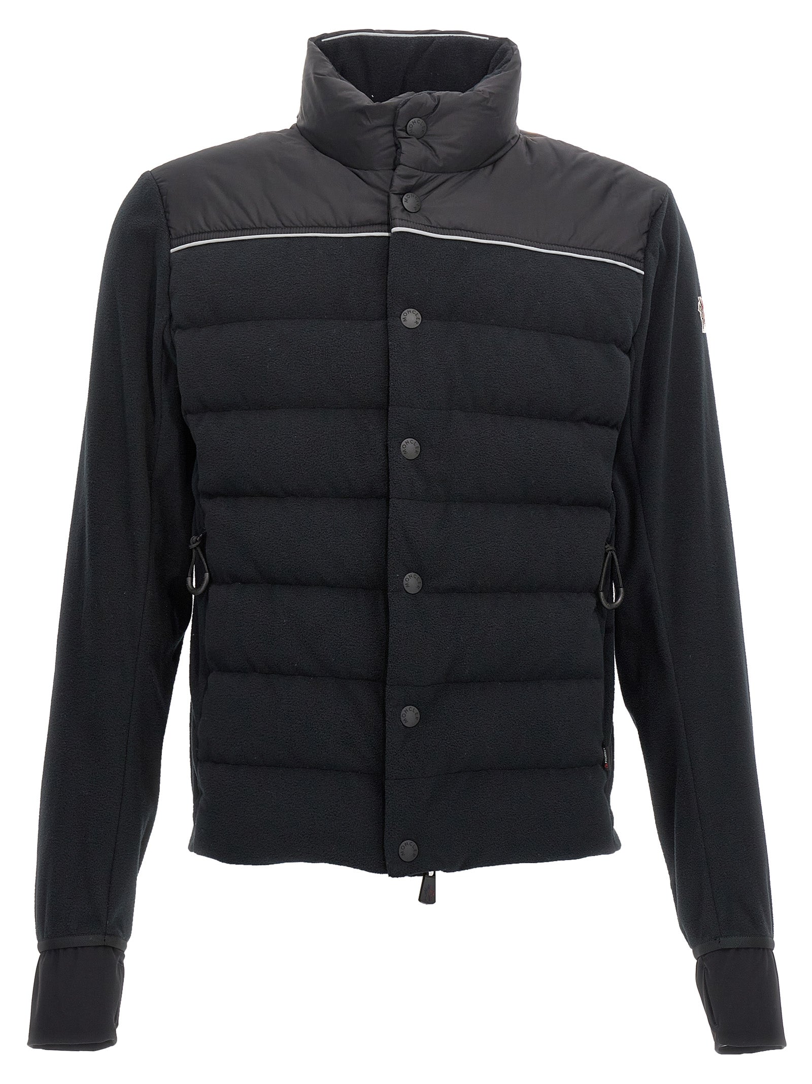 Moncler Grenoble-Two-Material Cardigan Maglioni Nero-Uomo