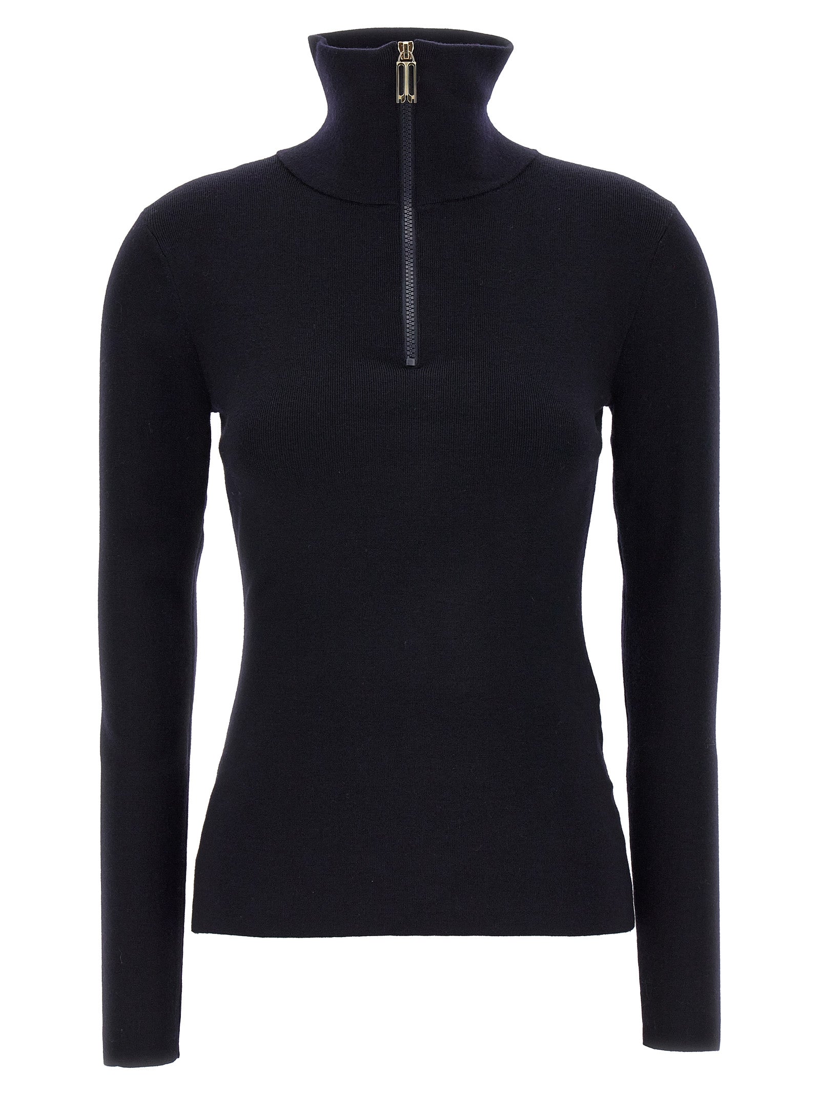 Victoria Beckham-Half Zip Sweater Top Blu-Donna