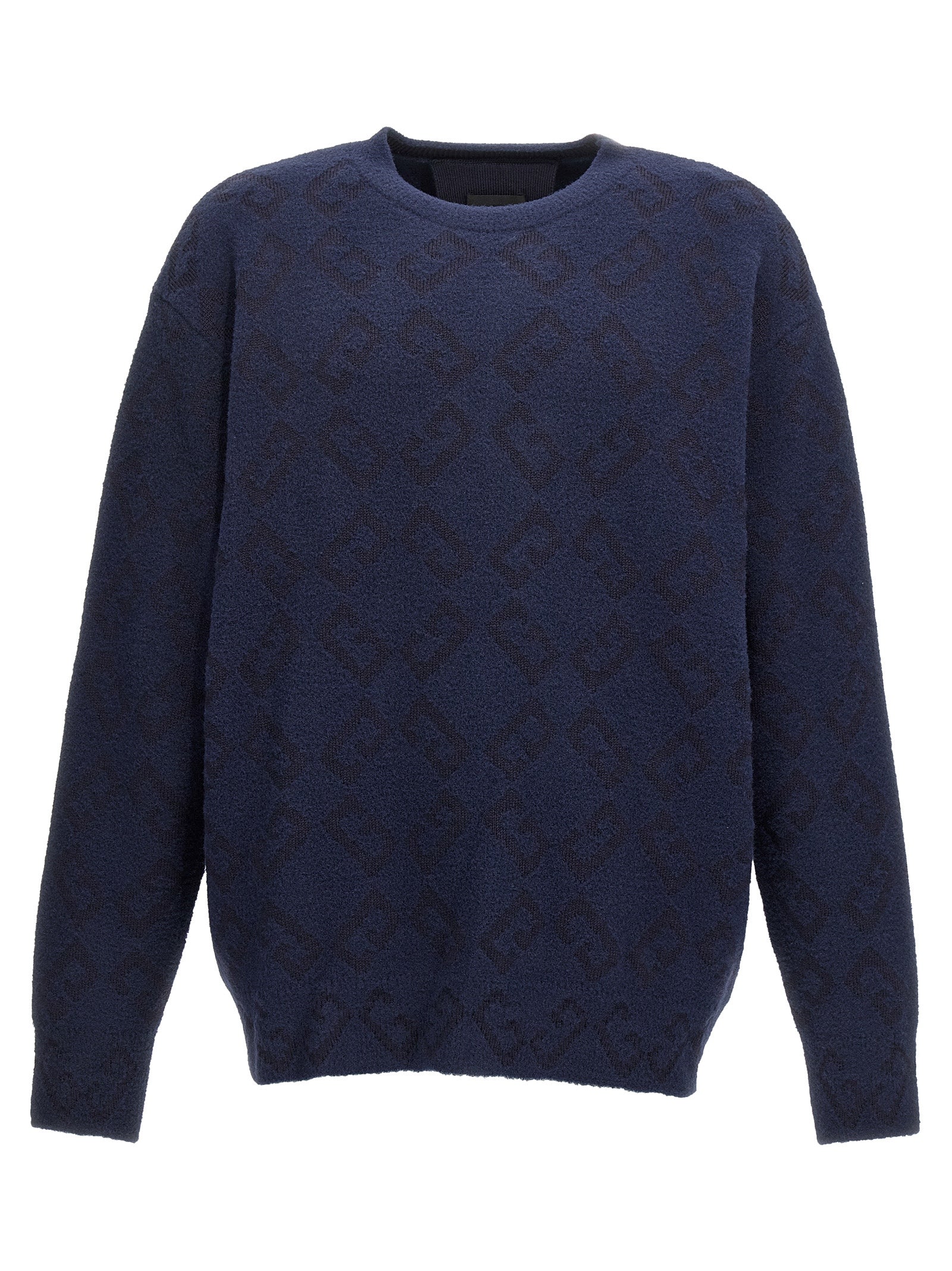 Givenchy-Logo Embroidery Sweater Maglioni Blu-Uomo